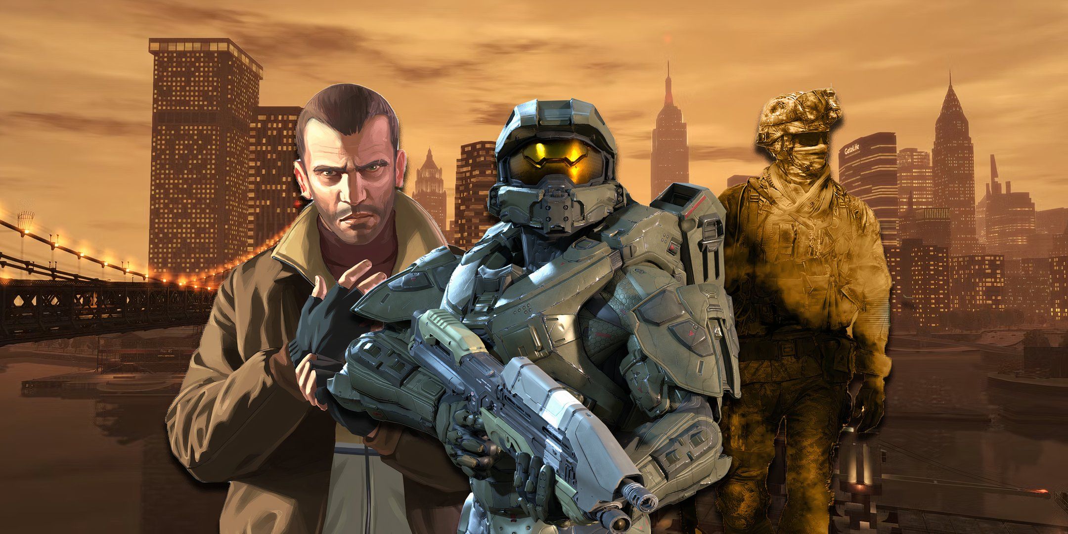 Niko, Master Chief and a soldier from Call Of Duty.