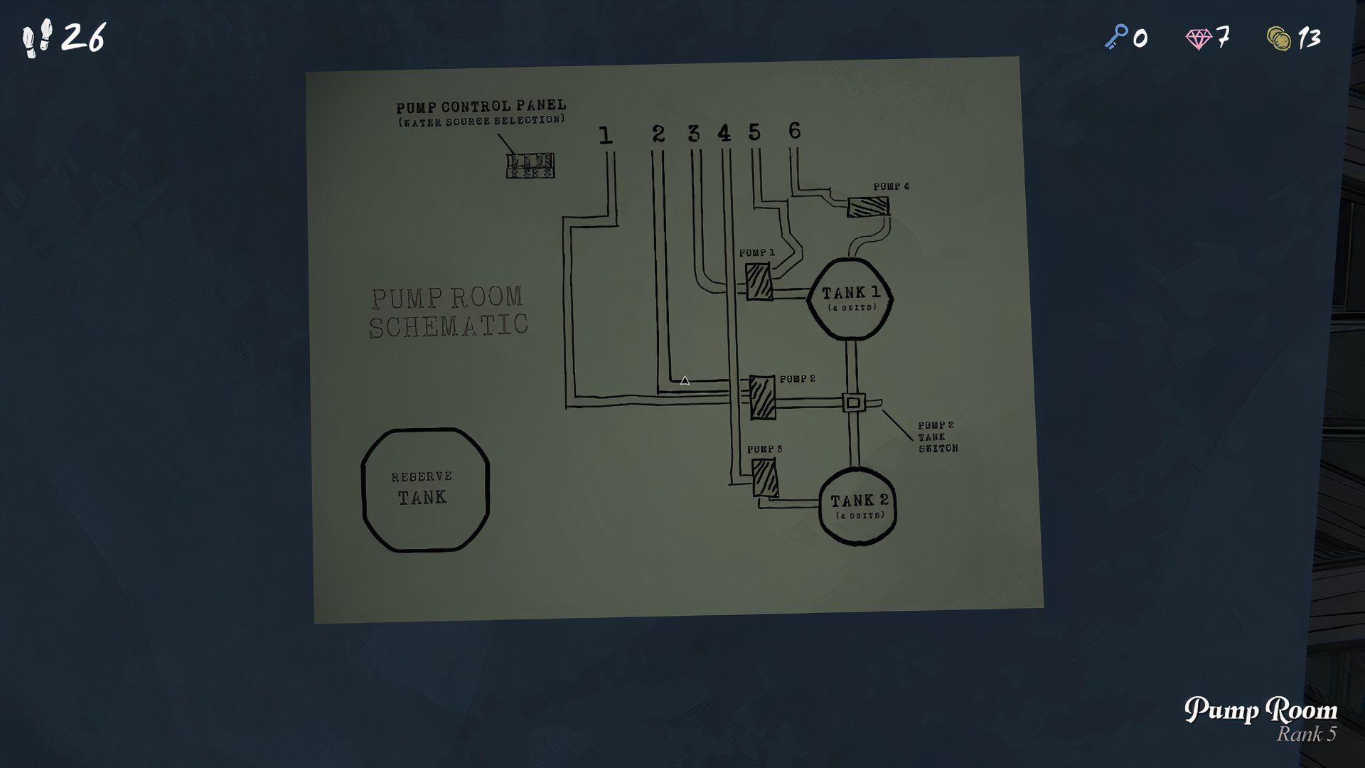 The Pump Room Schematic In Blue Prince.