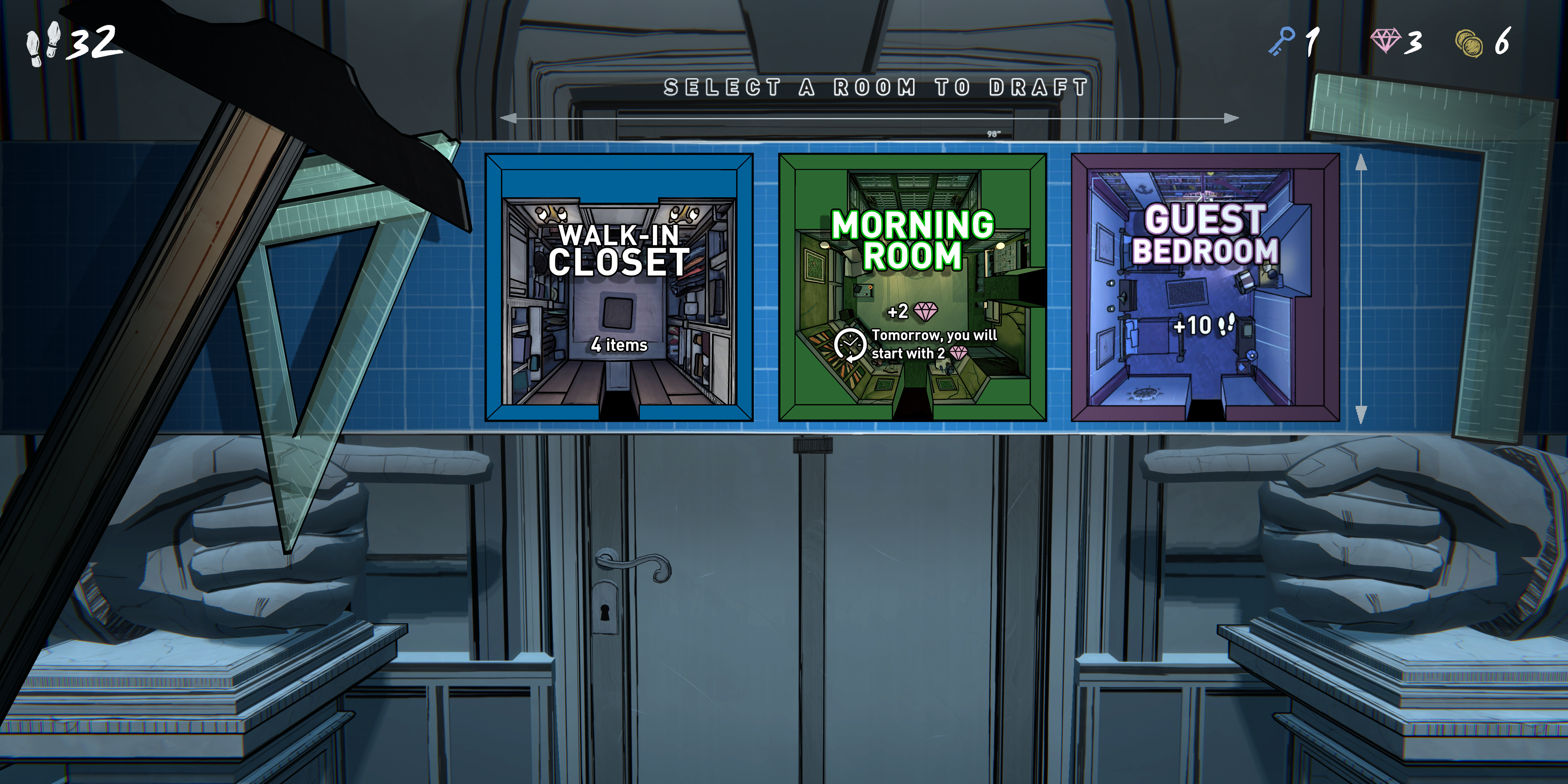 Drafting a room in Blue Prince.