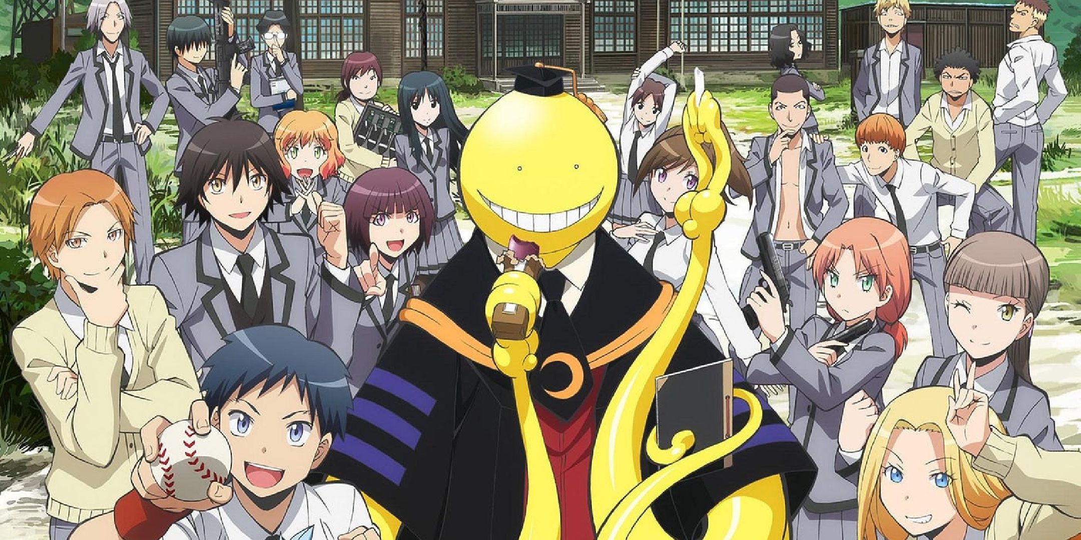 Characters from Assassination Classroom posing together.