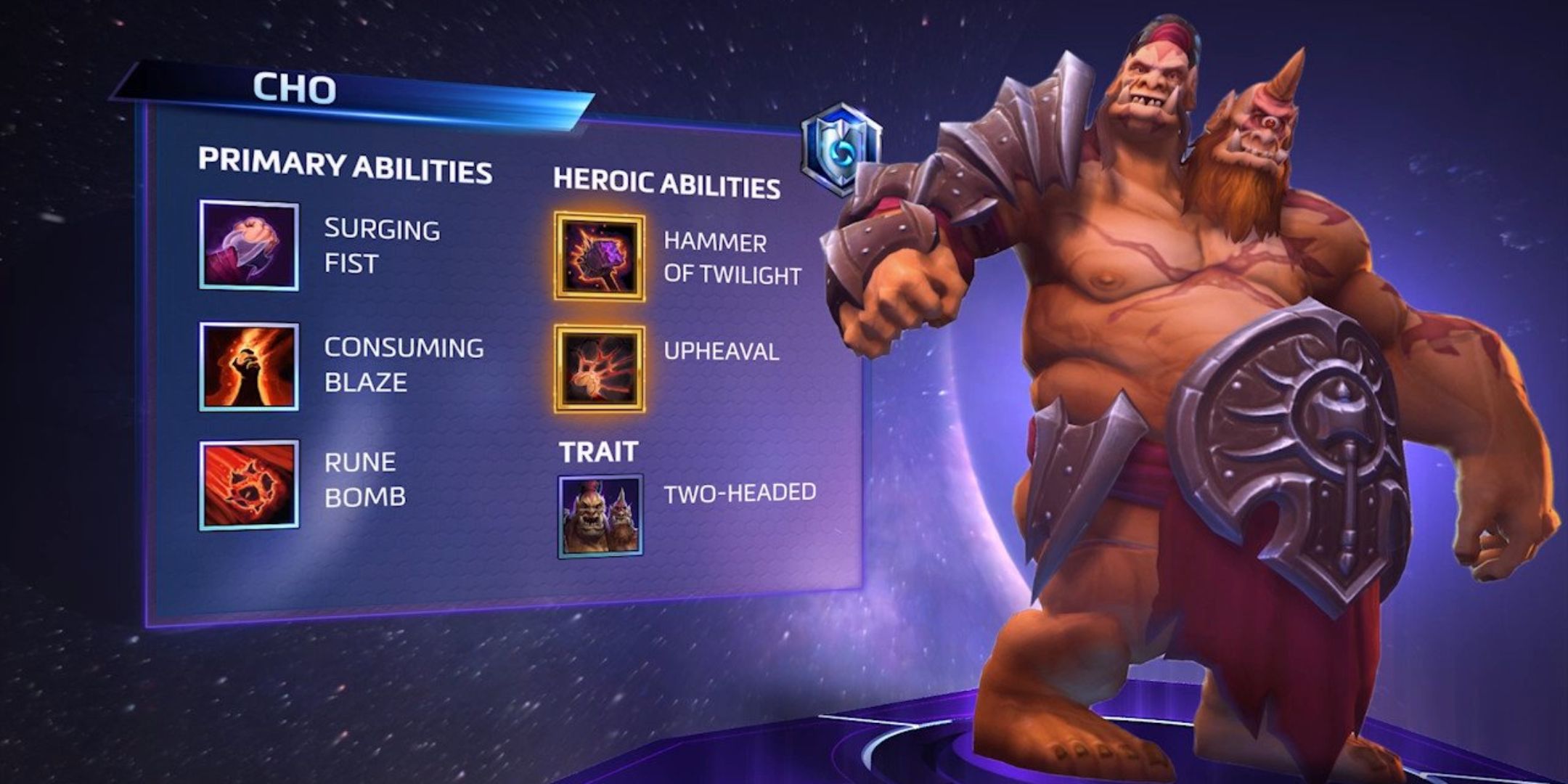 Cho'Gall image with Cho's abilities on screen in Heroes of the Storm.