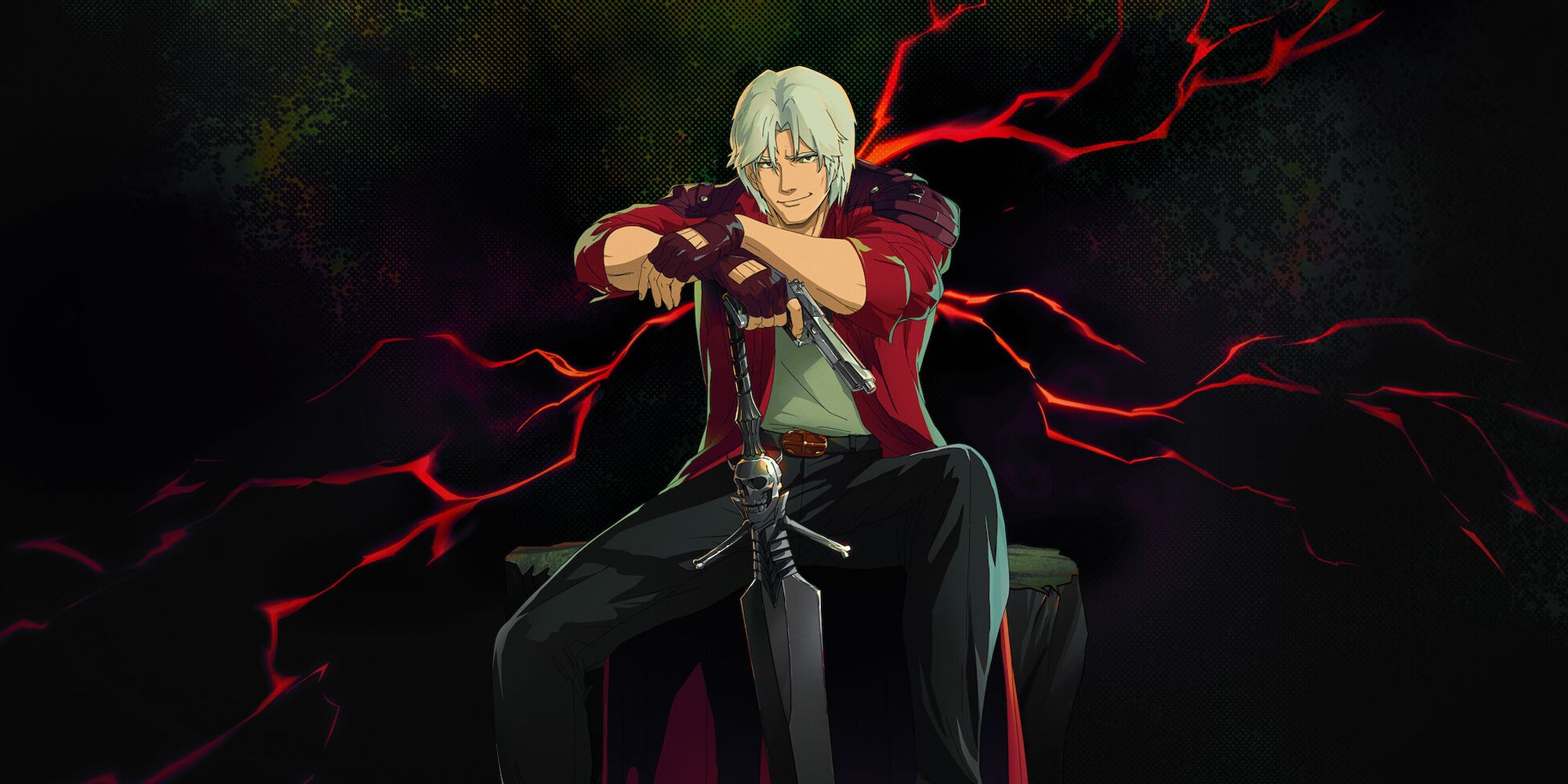 Dante sits casually with his sword in Devil May Cry Netflix.