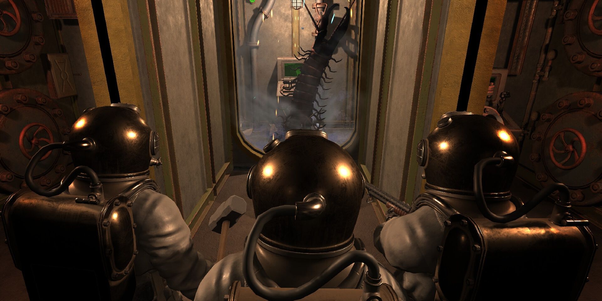 Darkwater: A huge centipede breaks through the floor of an outpost.
