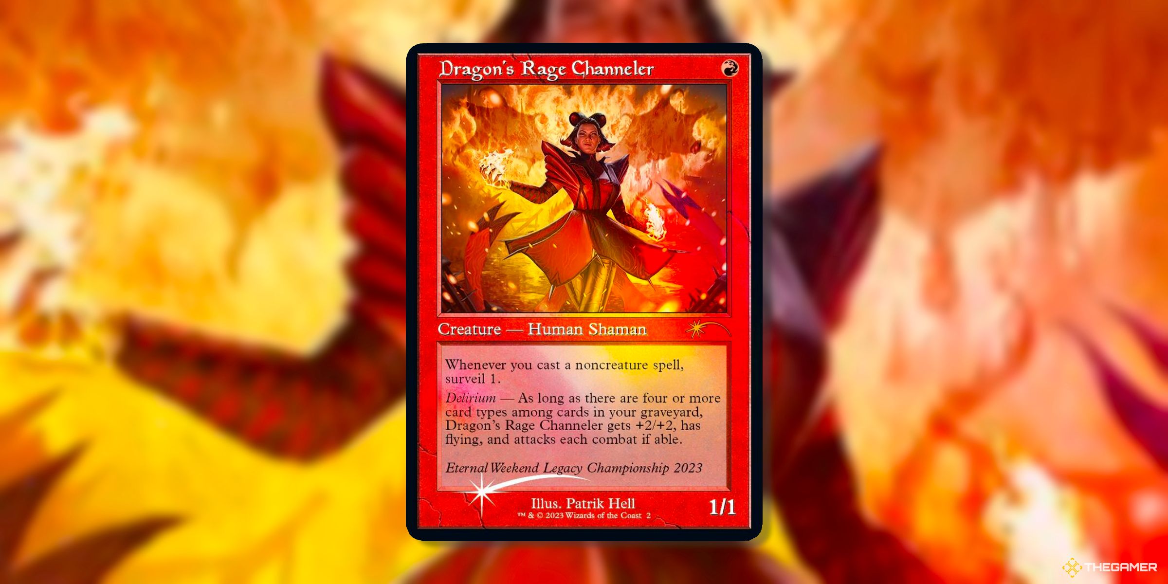 Dragon's Rage Channeler (Retro Frame, Eternal Weekend 2023 Promo) Creature Card By Patrik Hell From Magic: The Gathering.