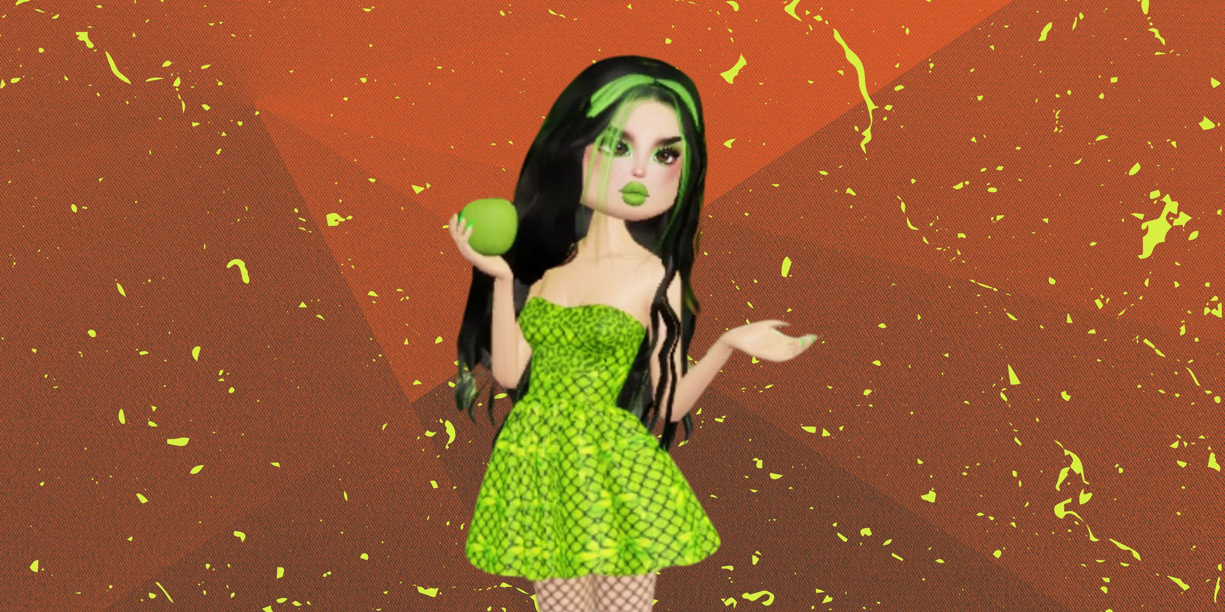 Dress to Impress Roblox Brat on orange background