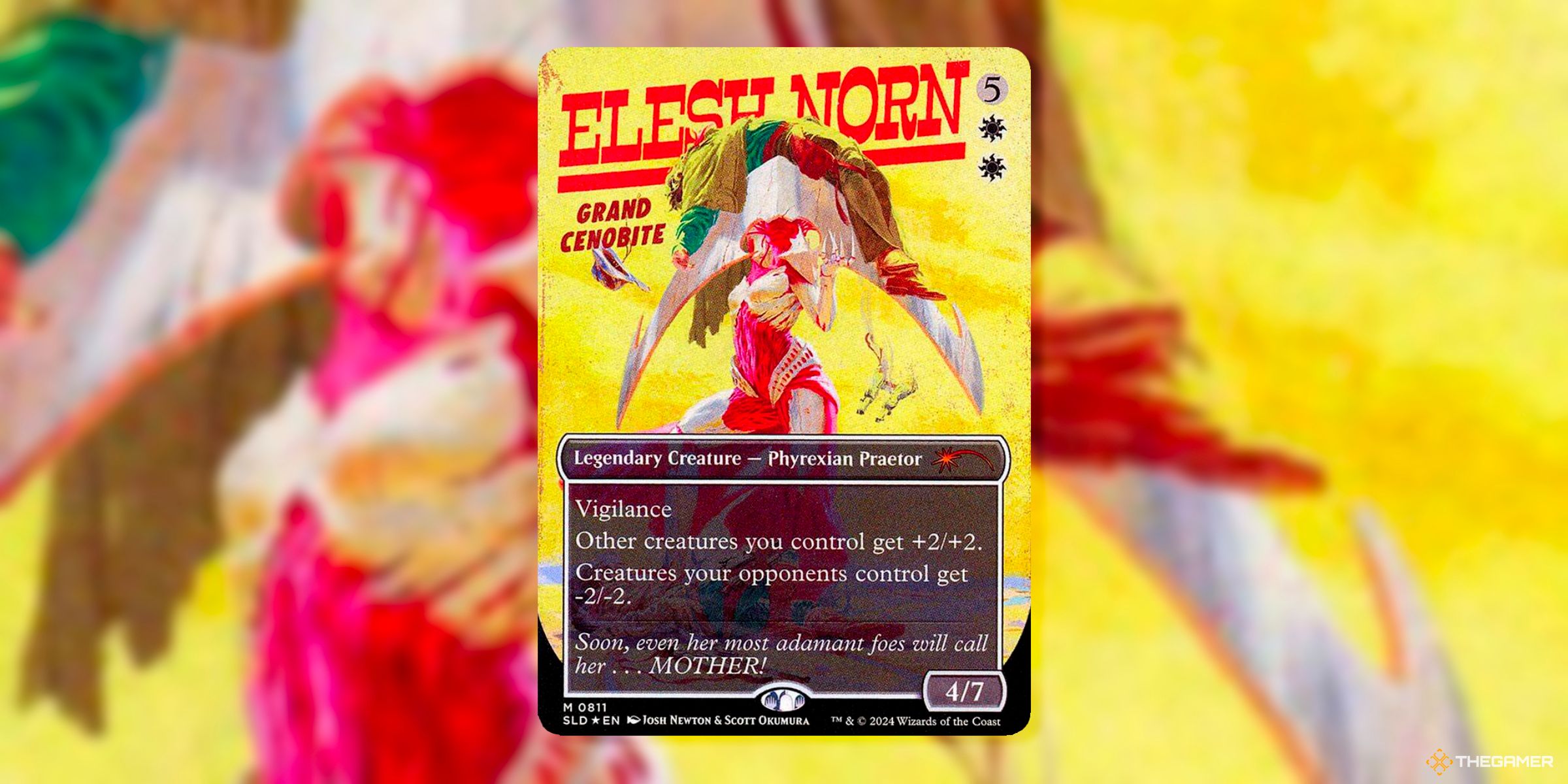 Elesh Norn, Grand Cenobite (Rainbow Foil Mythic, Secret Lair Bonus 811) Card By Josh Newton And Scott Okumura From Magic: The Gathering's Secret Lair Drops.