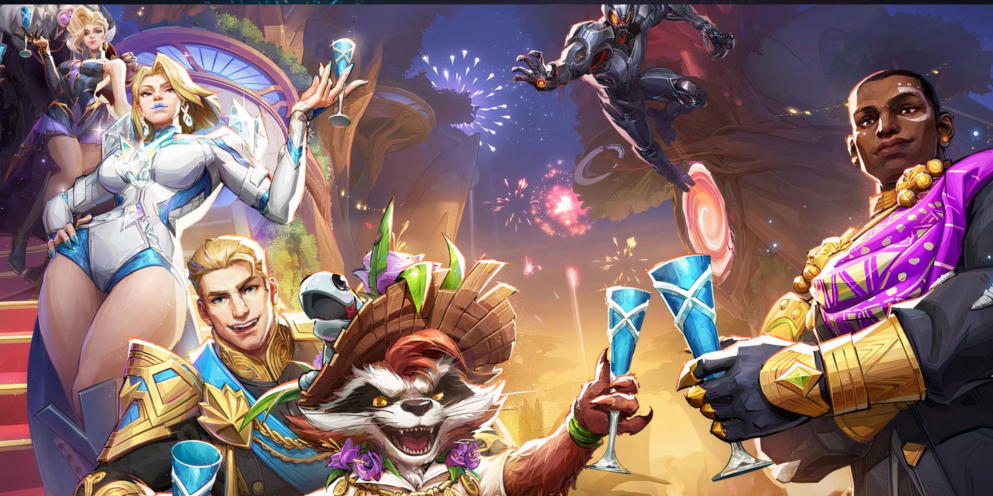 Emma Frost, Cloak, Rocket Raccon and Ultron all in the hellfire Gala - Marvel Rivals
