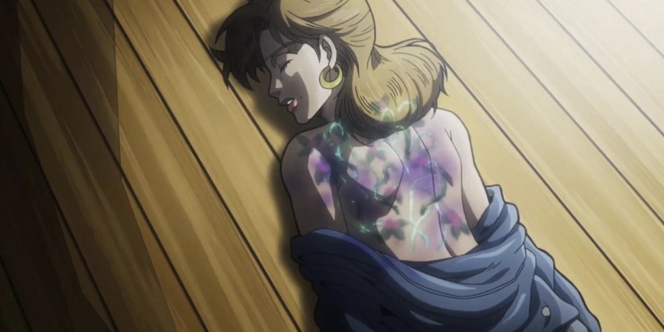 Holly Joestar being afflicted by her stand in Stardust Crusaders.