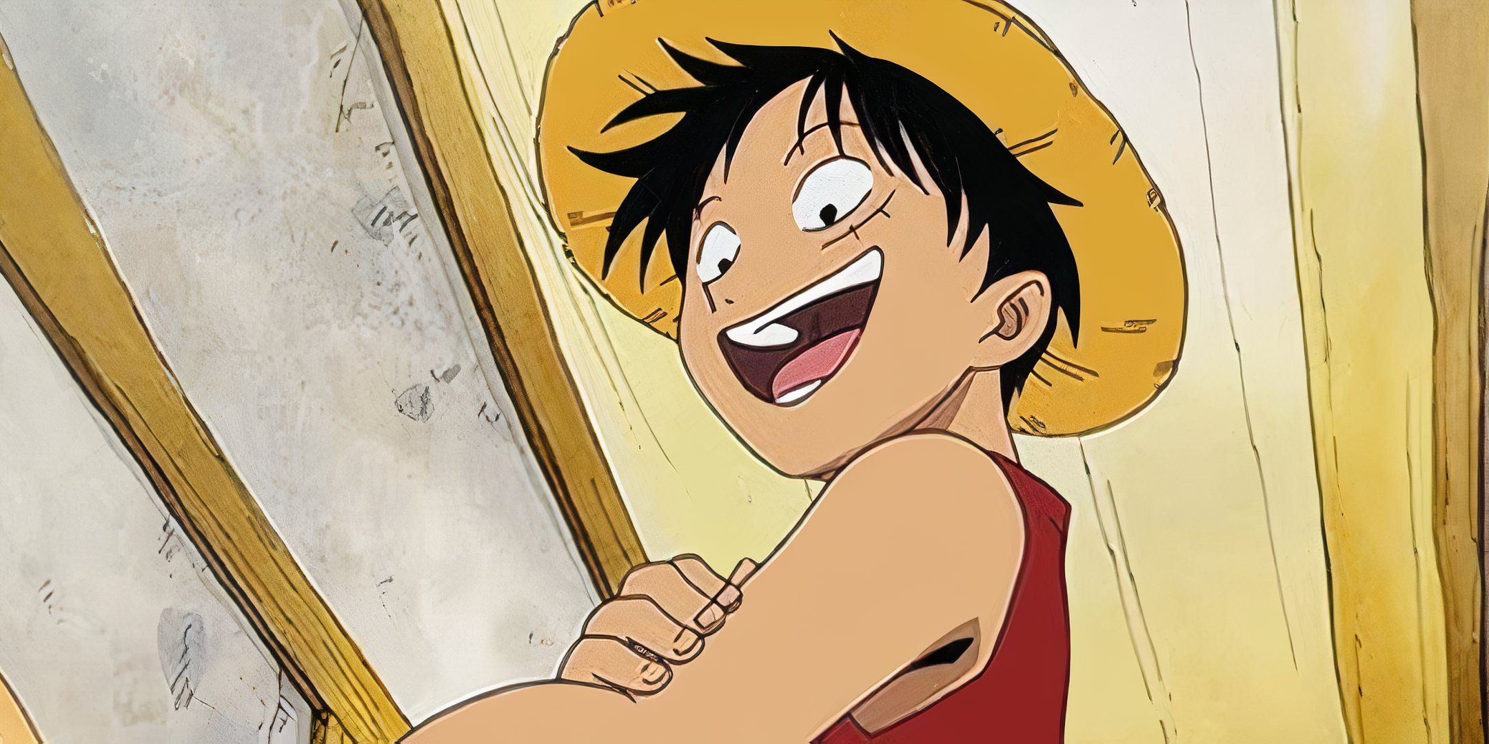 Luffy laughing smugly in One Piece.