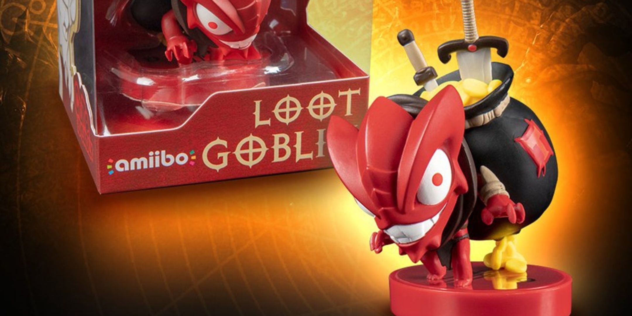 loot goblin amiibo beside its packaging.