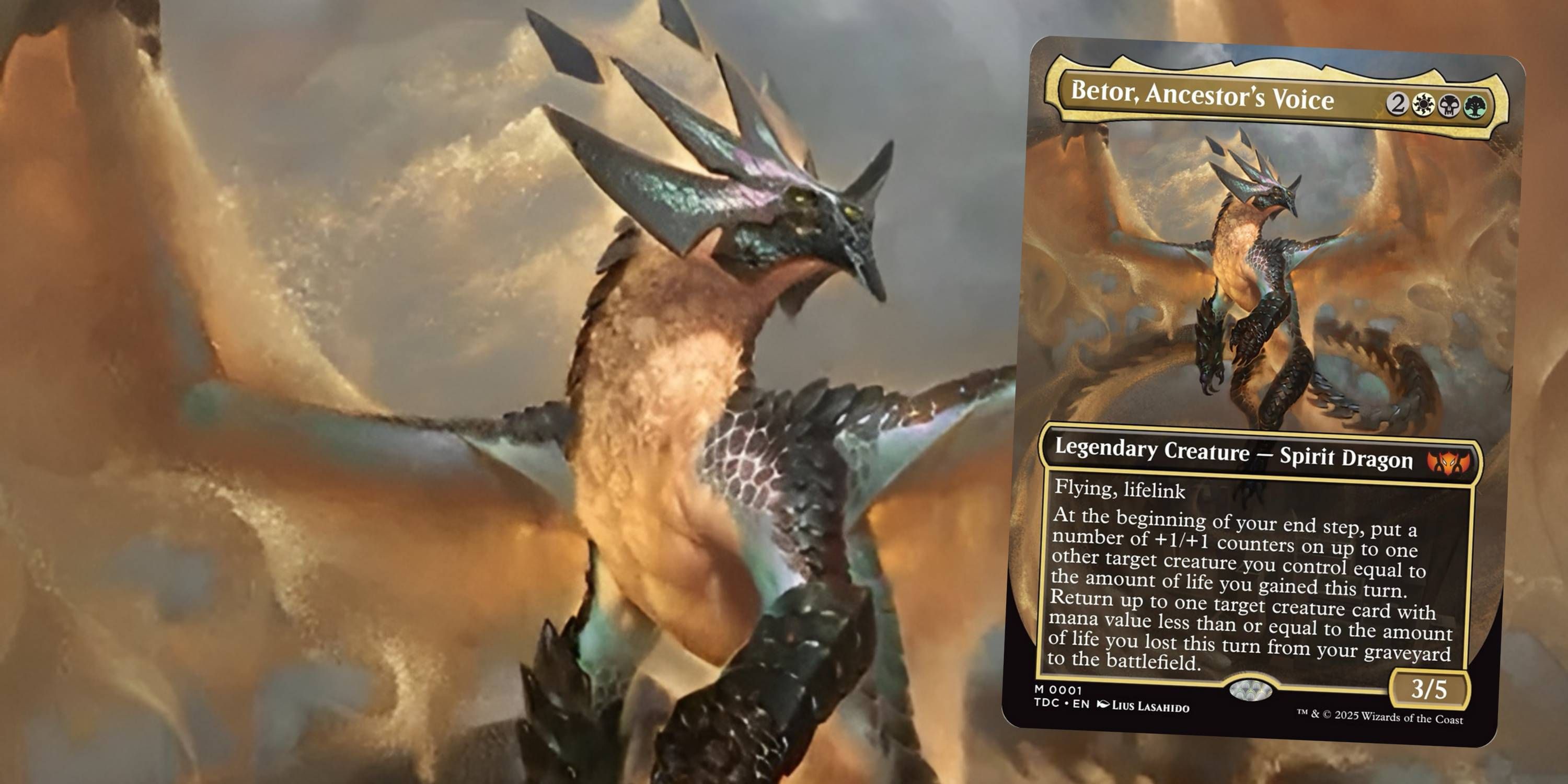 MTG Betor Ancestor's Voice art with the card in front of it.