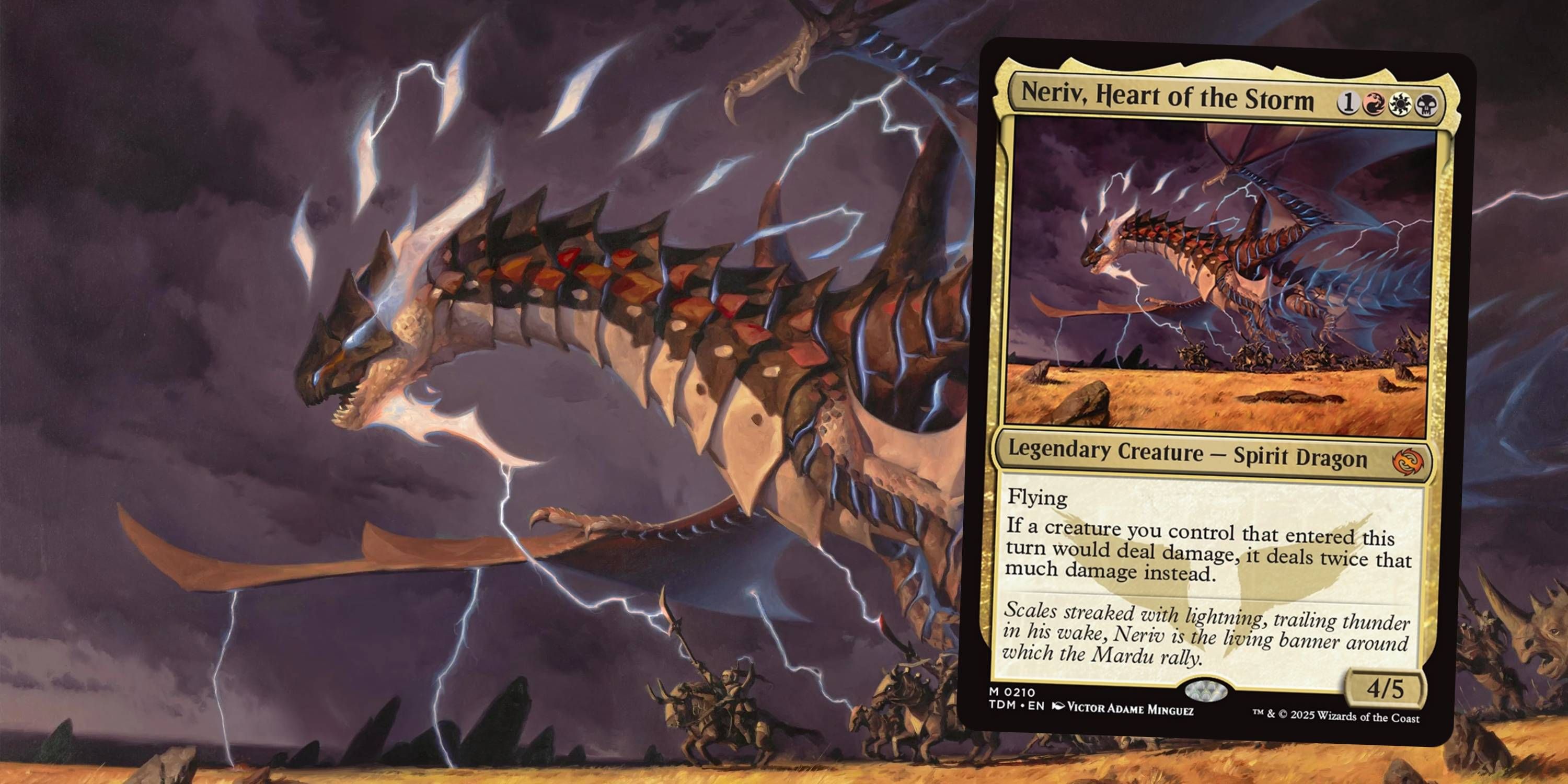 MTG Neriv, Heart of the Storm art with the card in front of it.