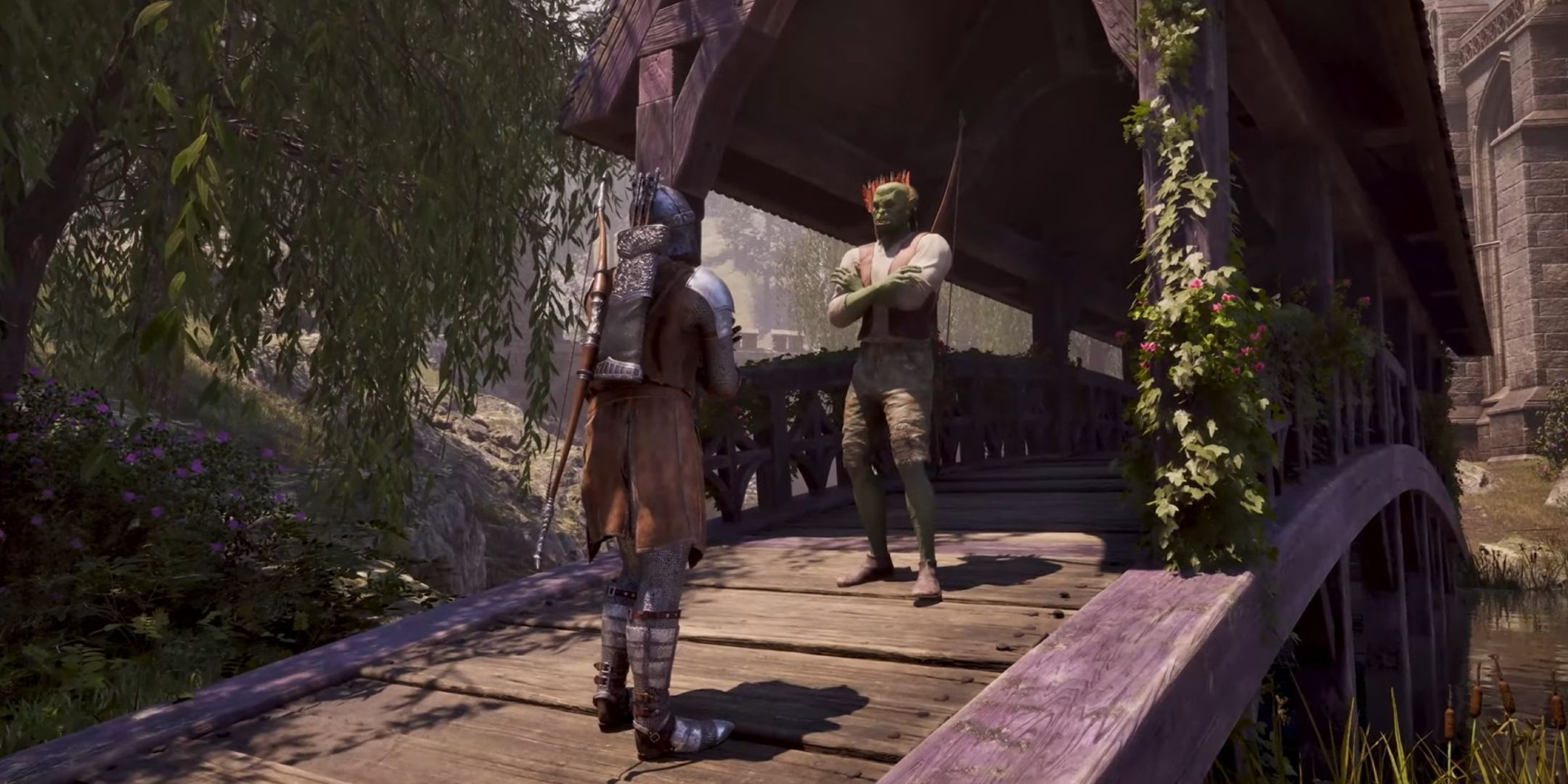 Two NPCs talking in Oblivion Remastered