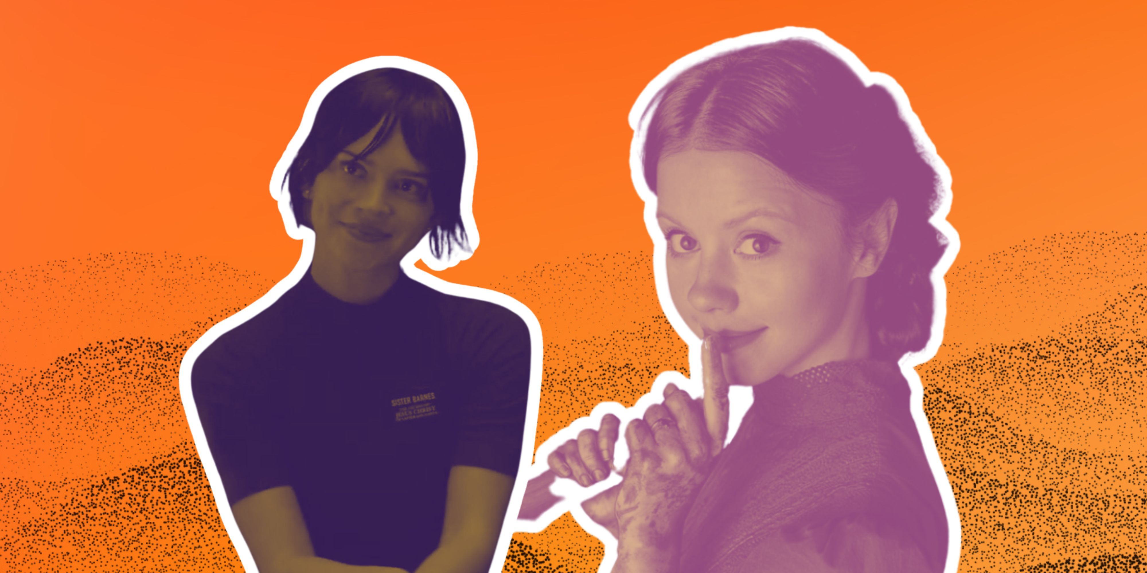 Pearl with an axe and Sister Barnes on an orange background