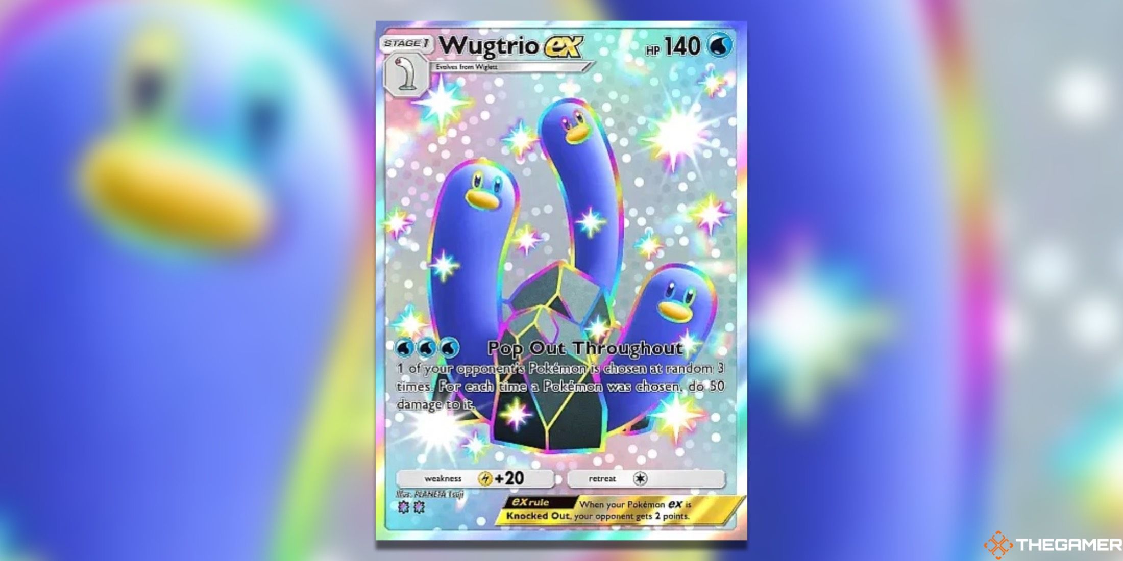 The Wugtrio ex Shiny Full Art in Pokemon Trading Card Game Pocket.