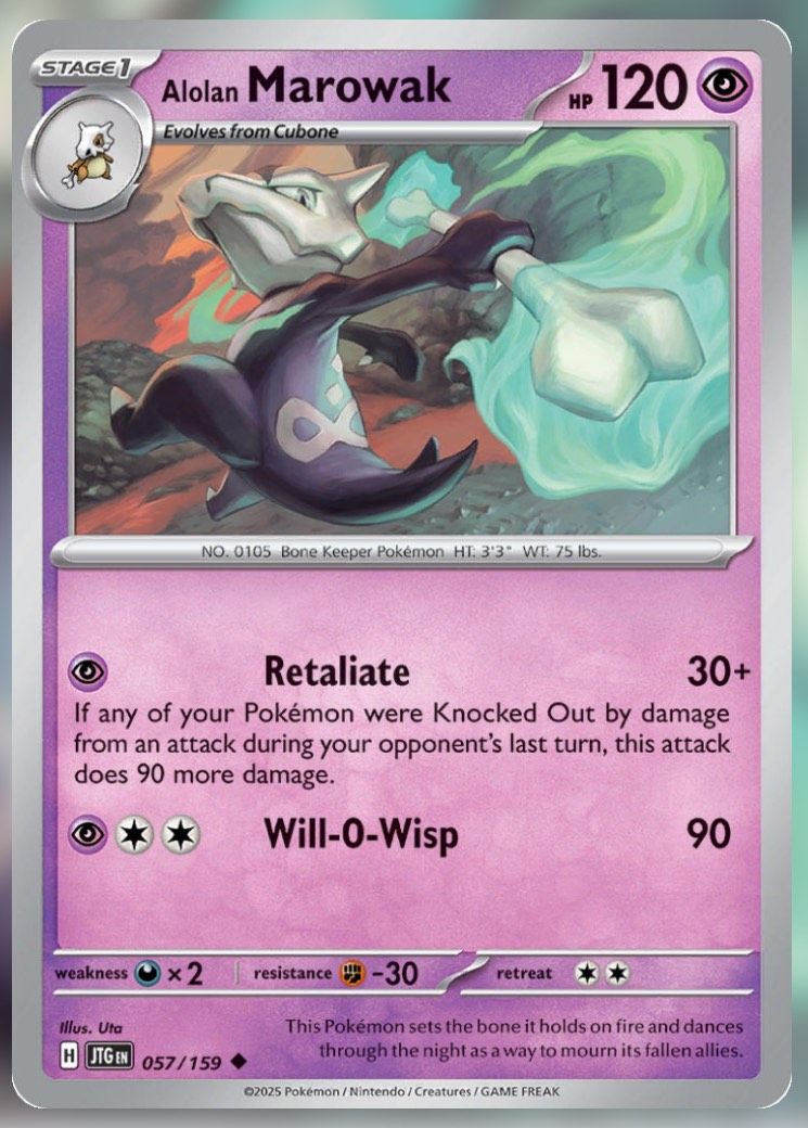 Pokemon TCG Journey Together Set List Alolan Marowak 57-1
