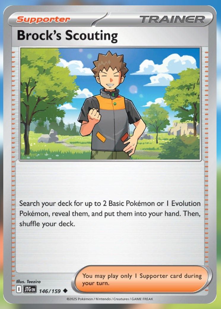 Pokemon TCG Journey Together Set List Brock's Scouting 146