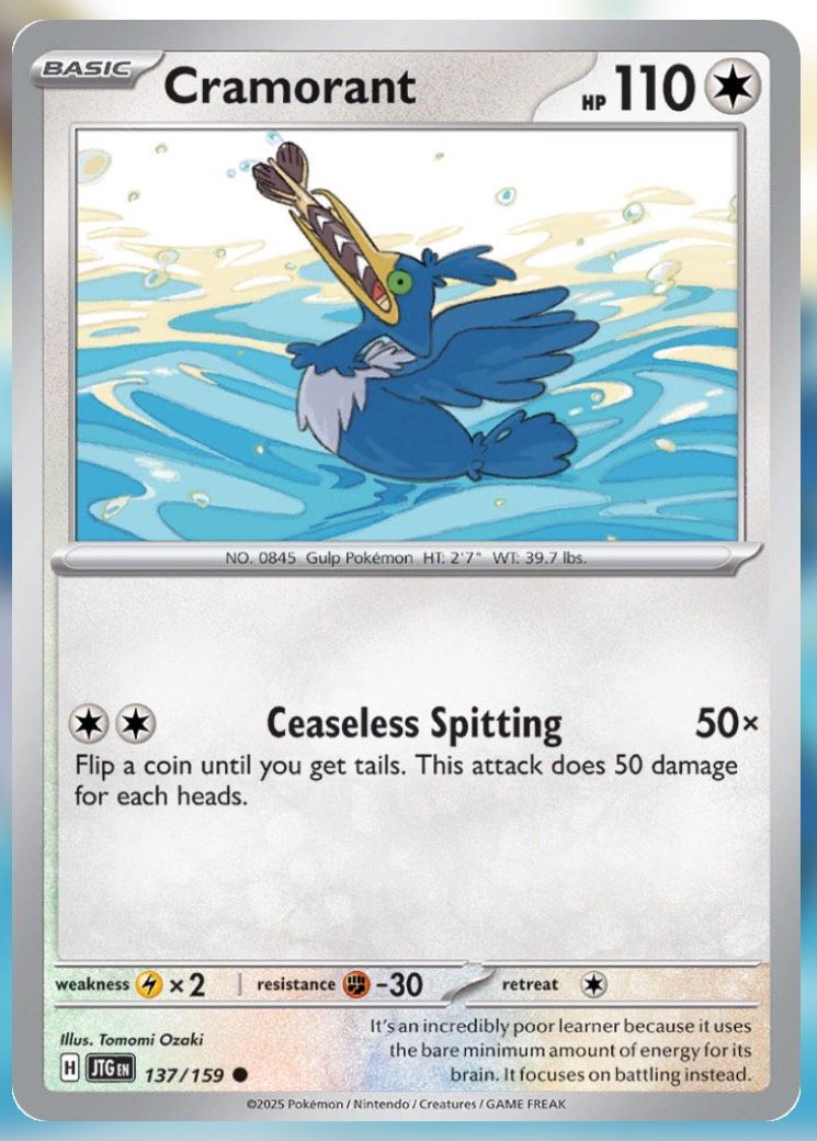 Pokemon TCG Journey Together Set List Cramorant 137