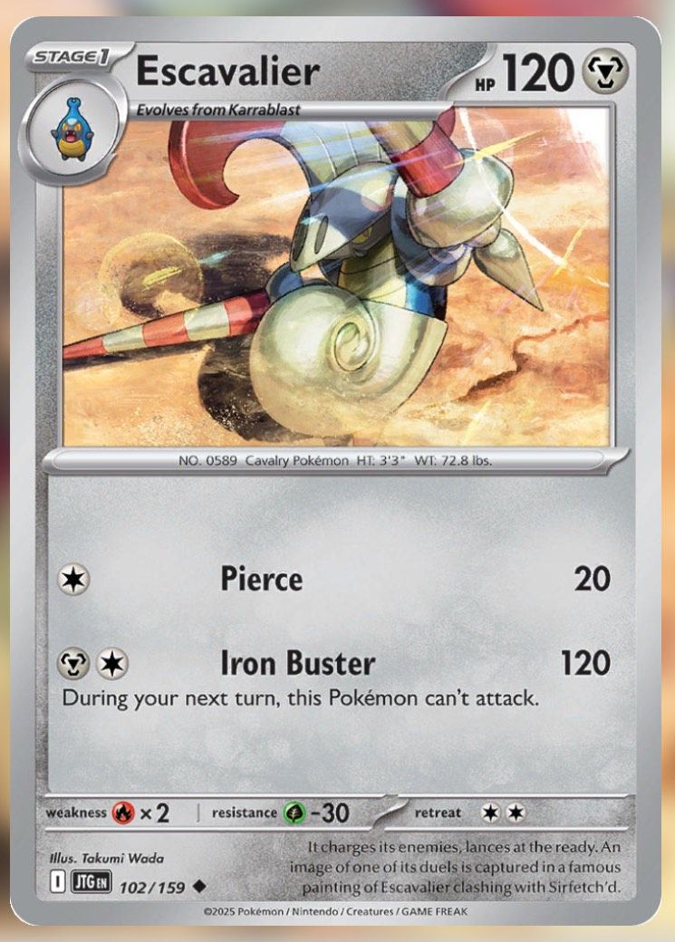 Pokemon TCG Journey Together Set List Escavalier 102