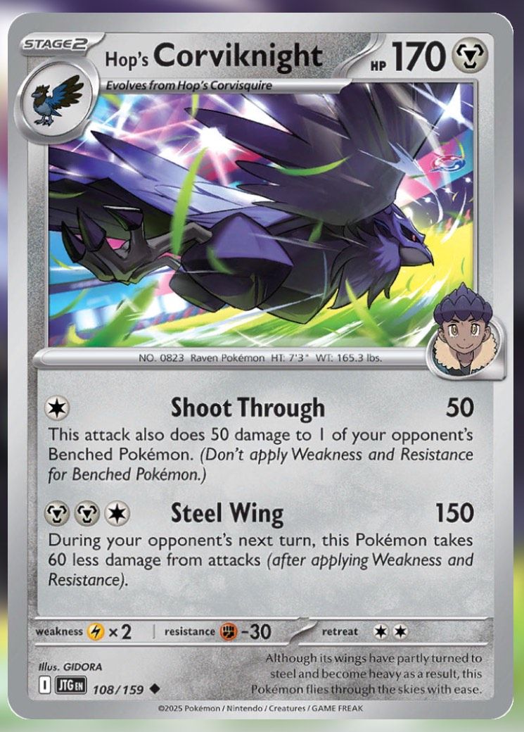 Pokemon TCG Journey Together Set List Hop's Corviknight 108