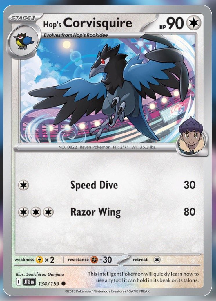 Pokemon TCG Journey Together Set List Hop's Corvisquire 134