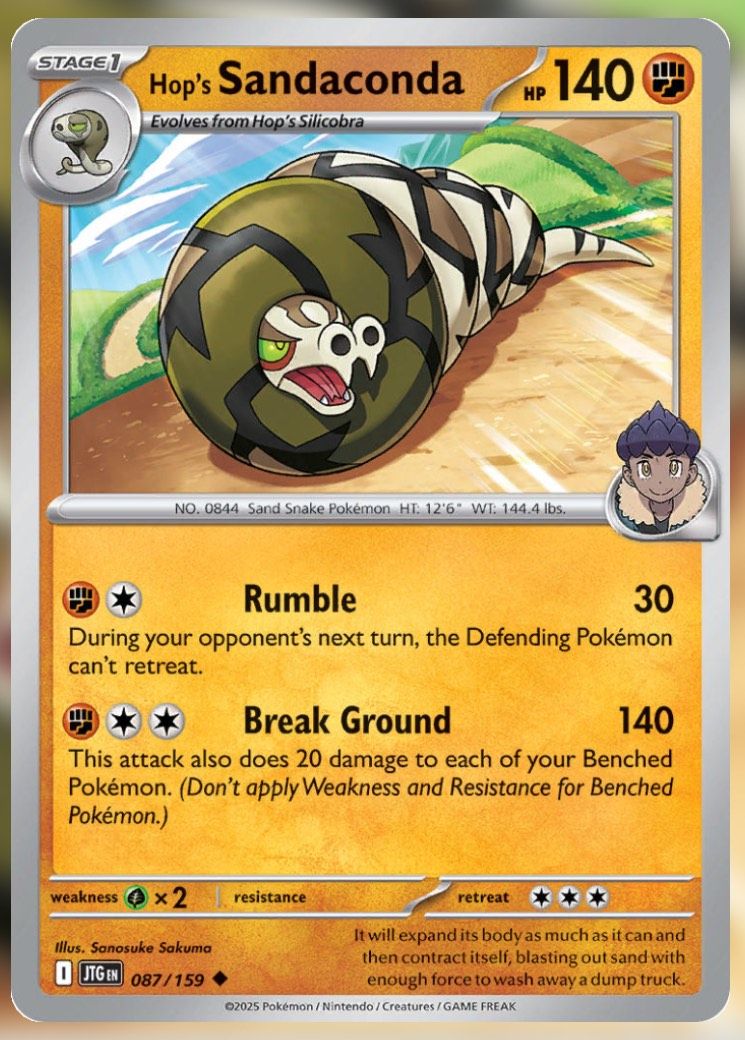 Pokemon TCG Journey Together Set List Hop's Sandaconda.