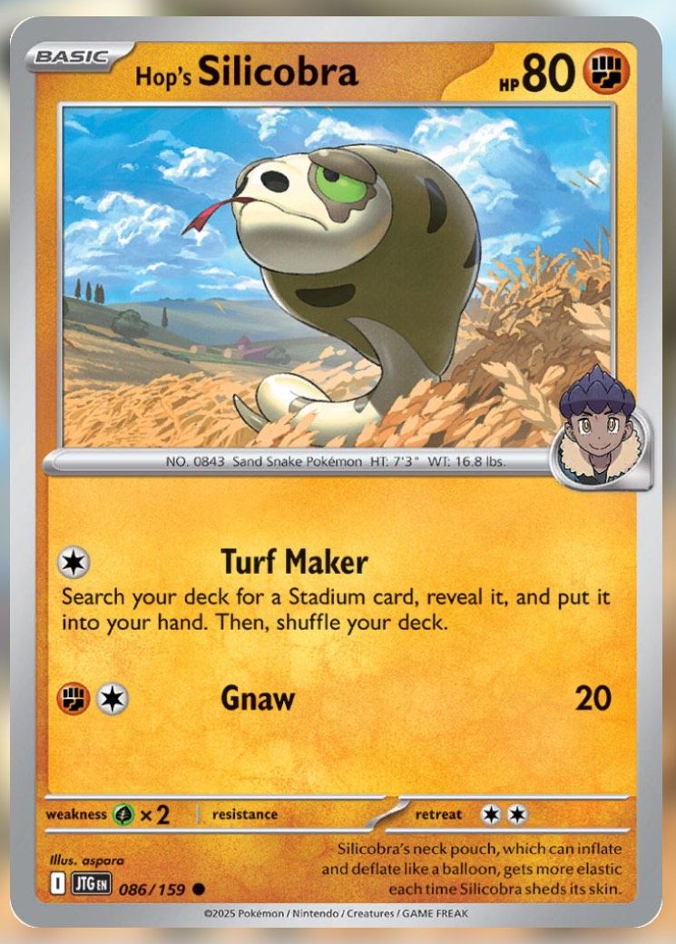 Pokemon TCG Journey Together Set List Hop's Silicobra.
