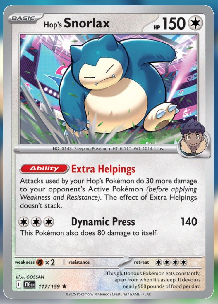 Pokemon TCG Journey Together Set List Hop's Snorlax 117