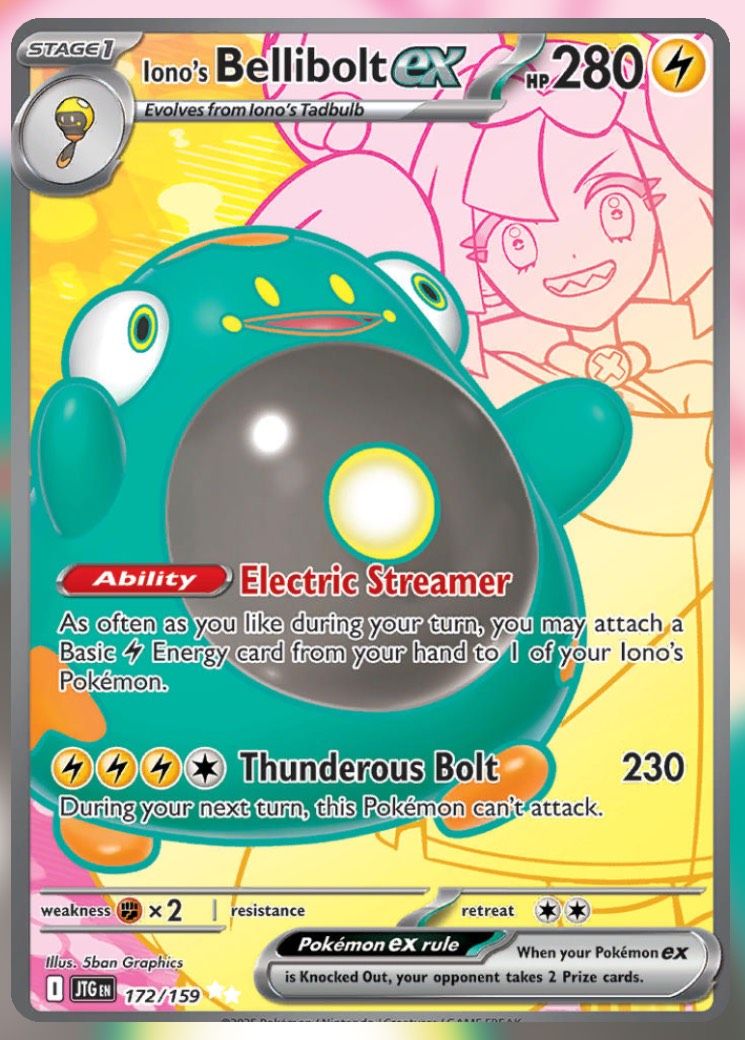 Pokemon TCG Journey Together Set List Iono's Bellibolt ex.