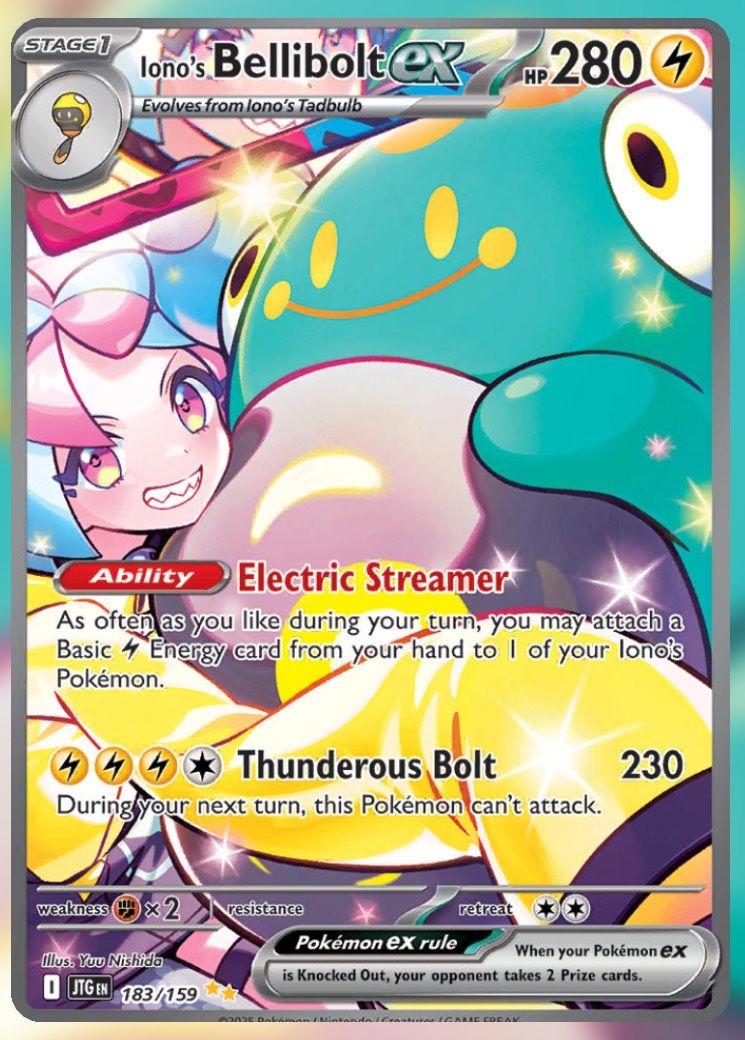 Pokemon TCG Journey Together Set List Iono's Bellibolt ex.