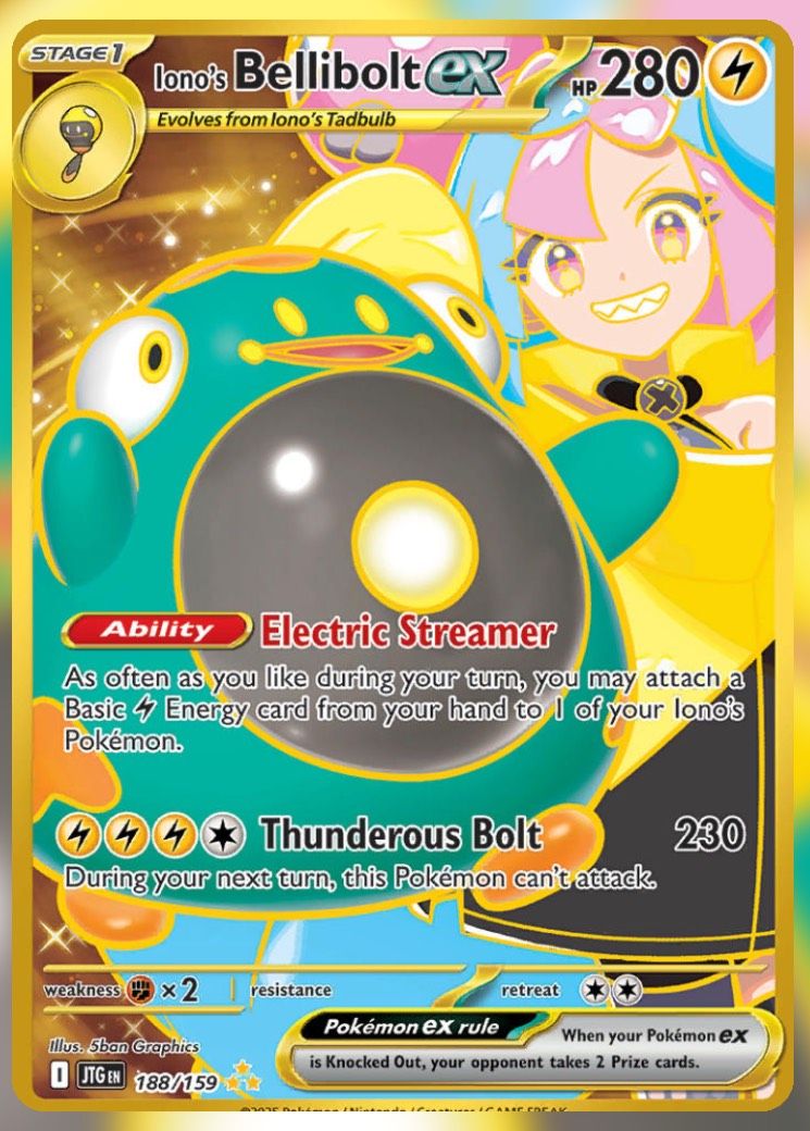 Pokemon TCG Journey Together Set List Iono's Bellibolt ex.