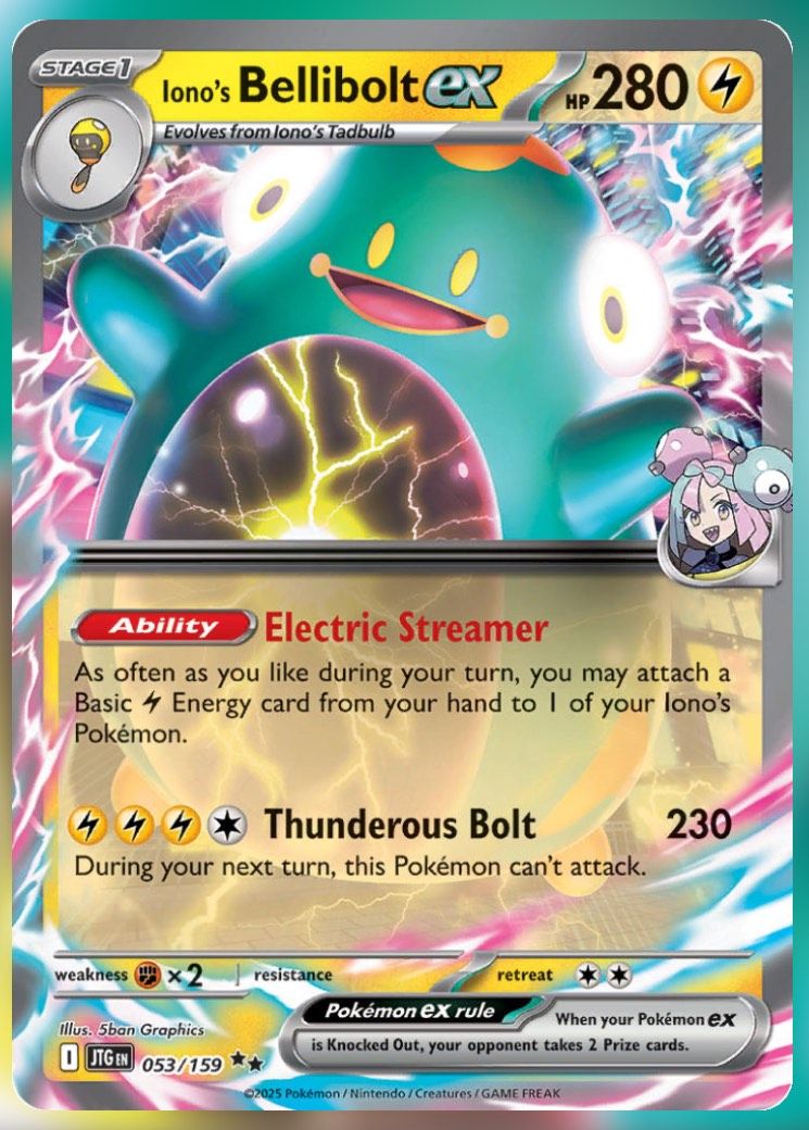 Pokemon TCG Journey Together Set List Iono's Bellibolt ex 53-1