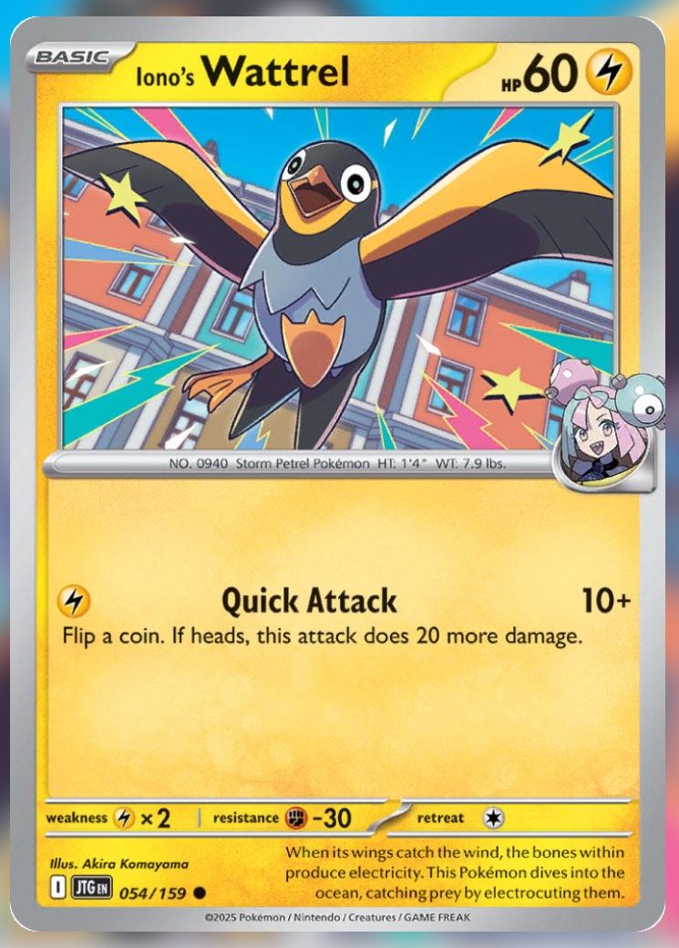 Pokemon TCG Journey Together Set List Iono's Wattrel 54-1