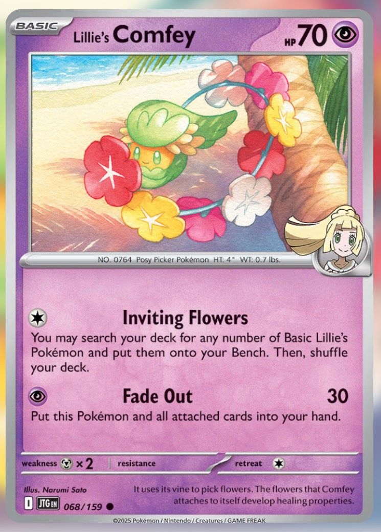 Pokemon TCG Journey Together Set List Lillie's Comfey.