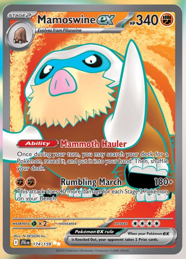 Pokemon TCG Journey Together Set List Mamoswine ex 174