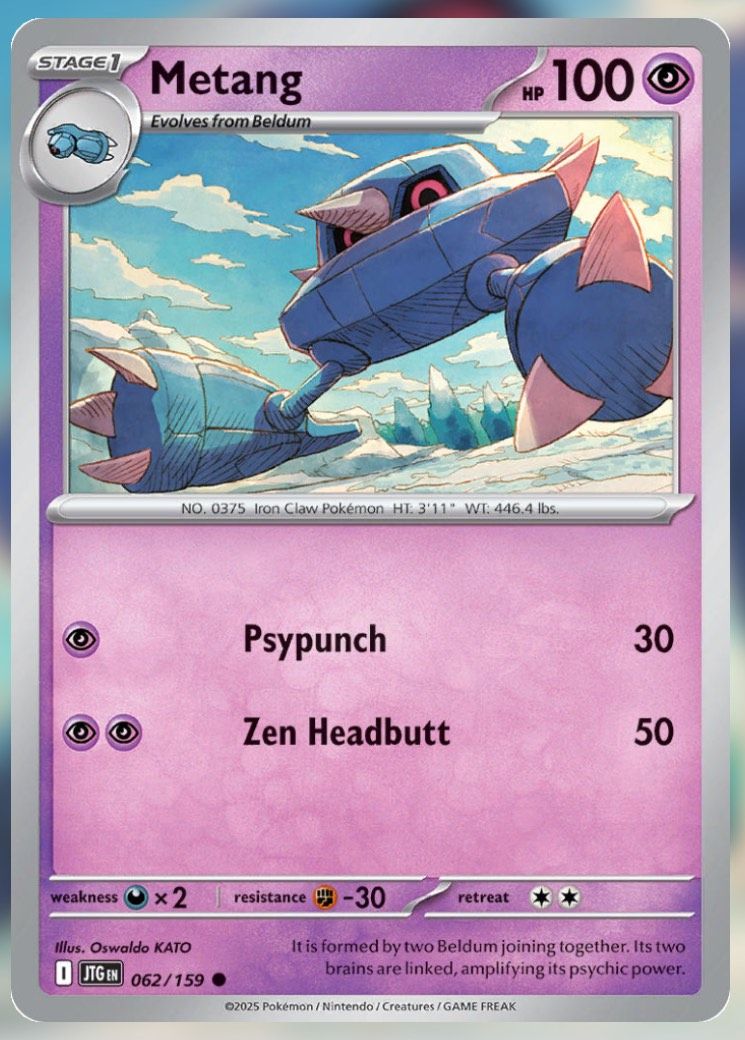 Pokemon TCG Journey Together Set List Metang 62-1