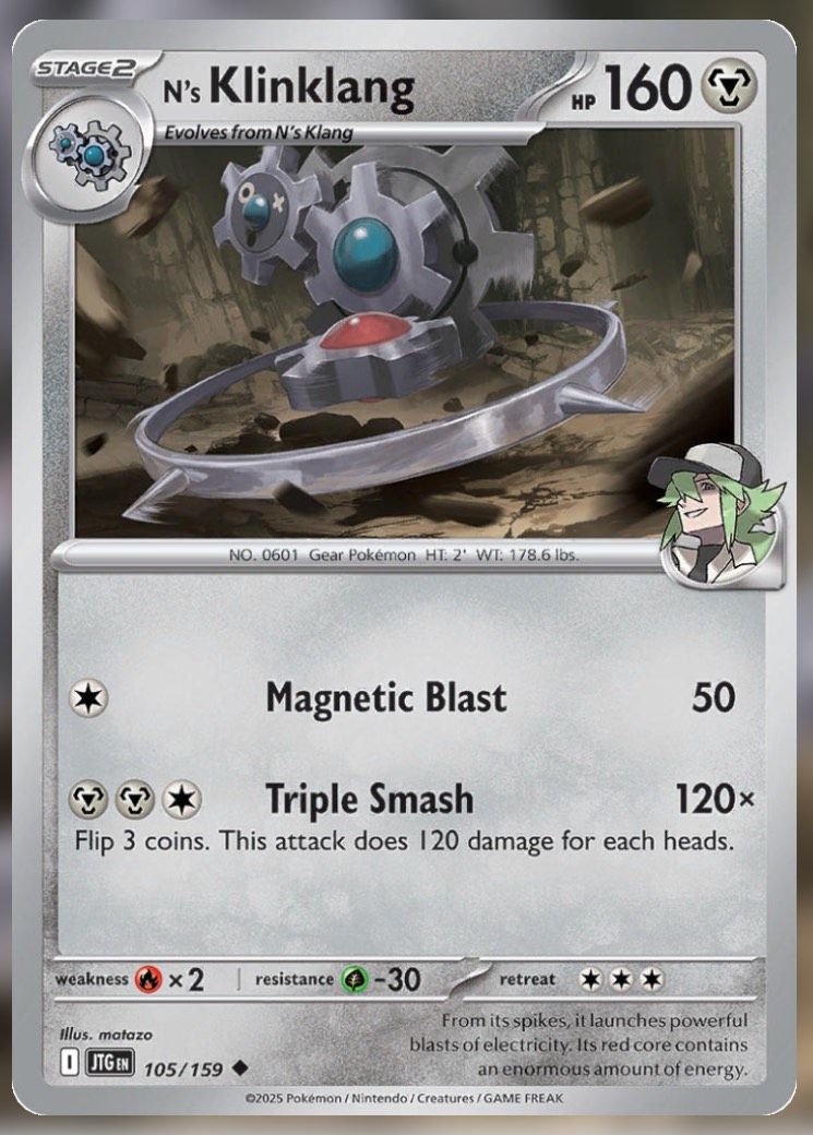 Pokemon TCG Journey Together Set List N's Klinklang 105