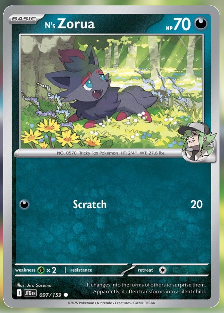 Pokemon TCG Journey Together Set List N's Zorua 97