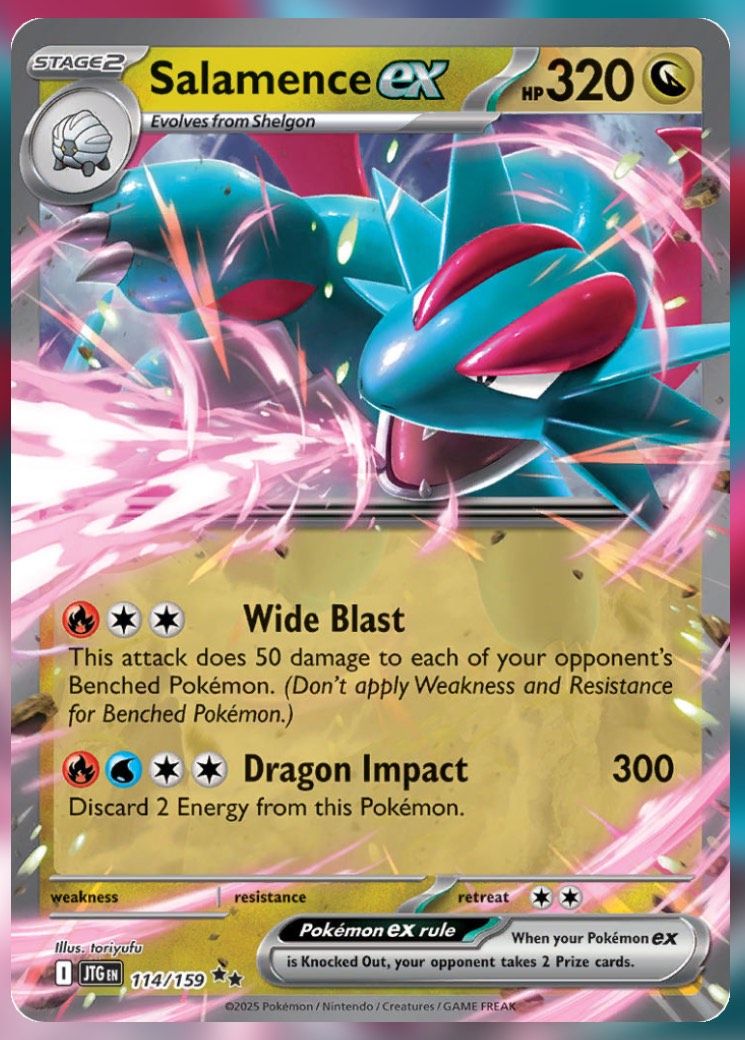 Pokemon TCG Journey Together Set List Salamence ex 114