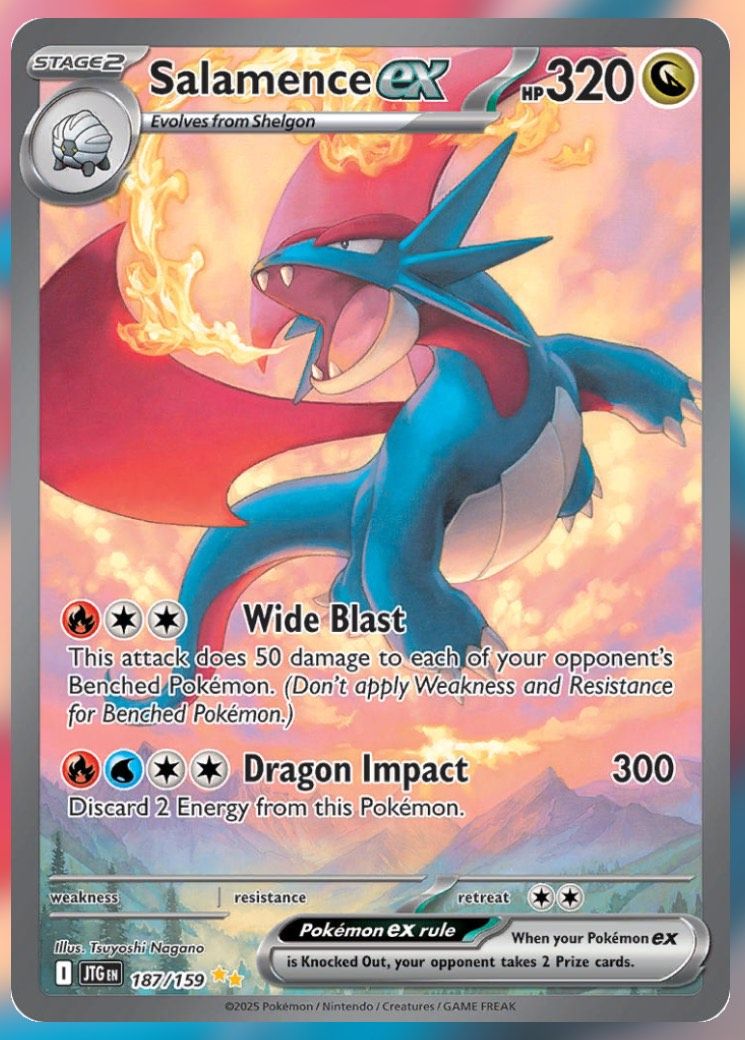 Pokemon TCG Journey Together Set List Salamence ex 187