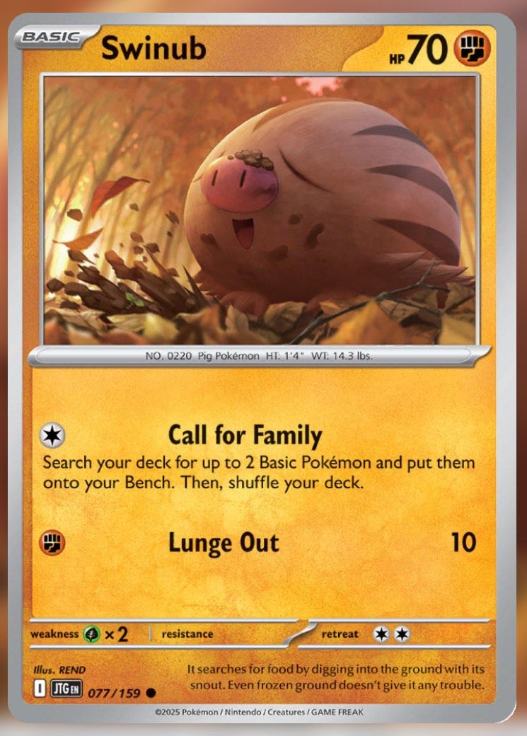 Pokemon TCG Journey Together Set List Swinub 77