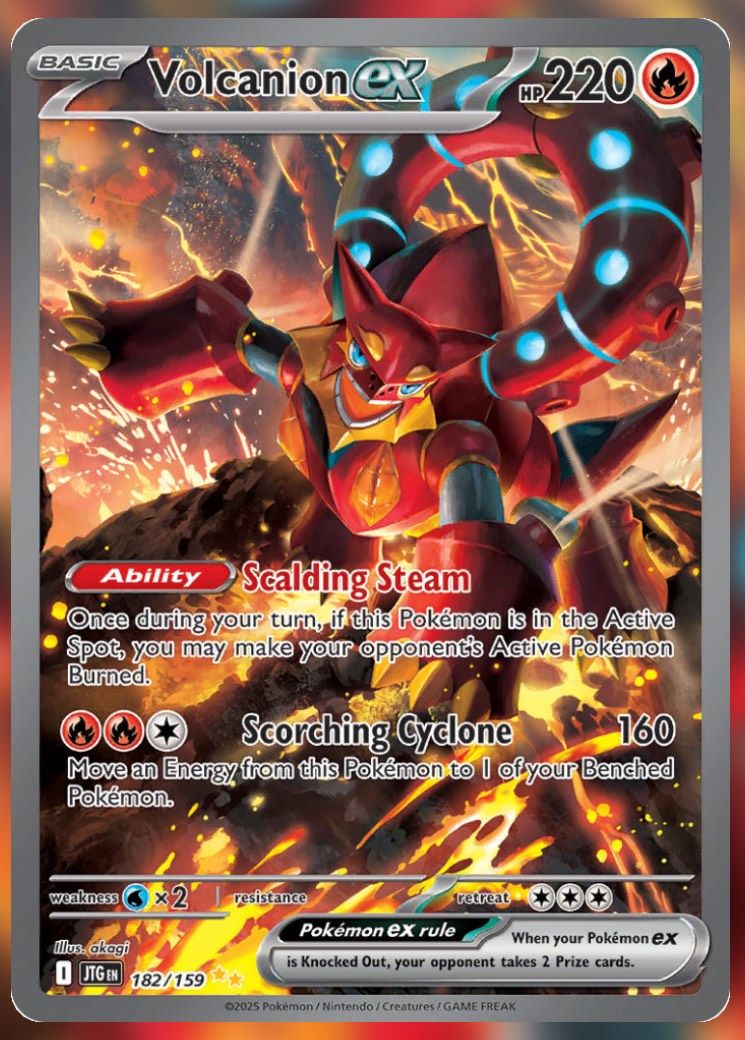 Pokemon TCG Journey Together Set List Volcanion ex 182-1
