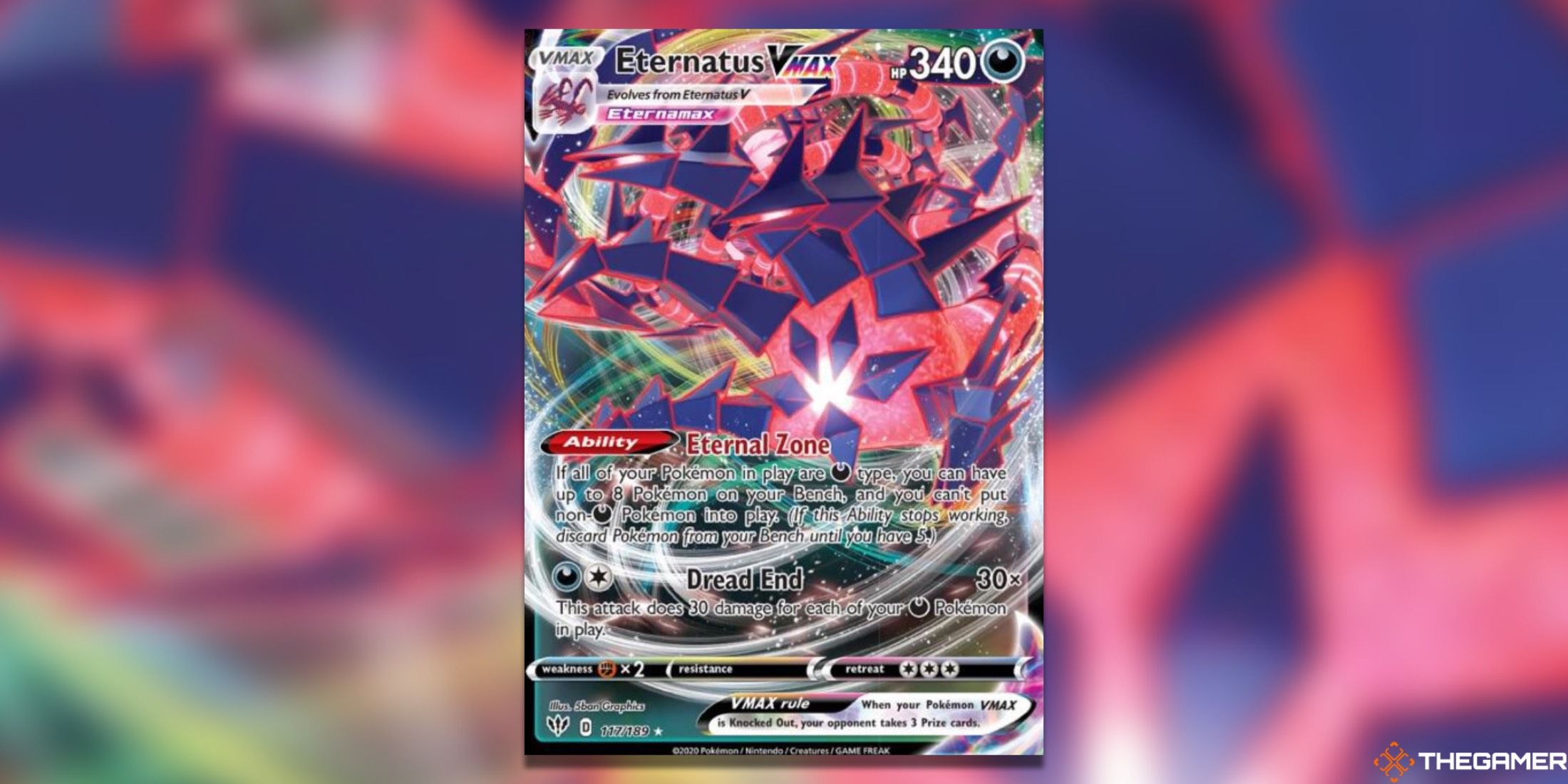 The Darkness Ablaze Eternatus VMAX Ultra Rare from the Pokemon TCG.