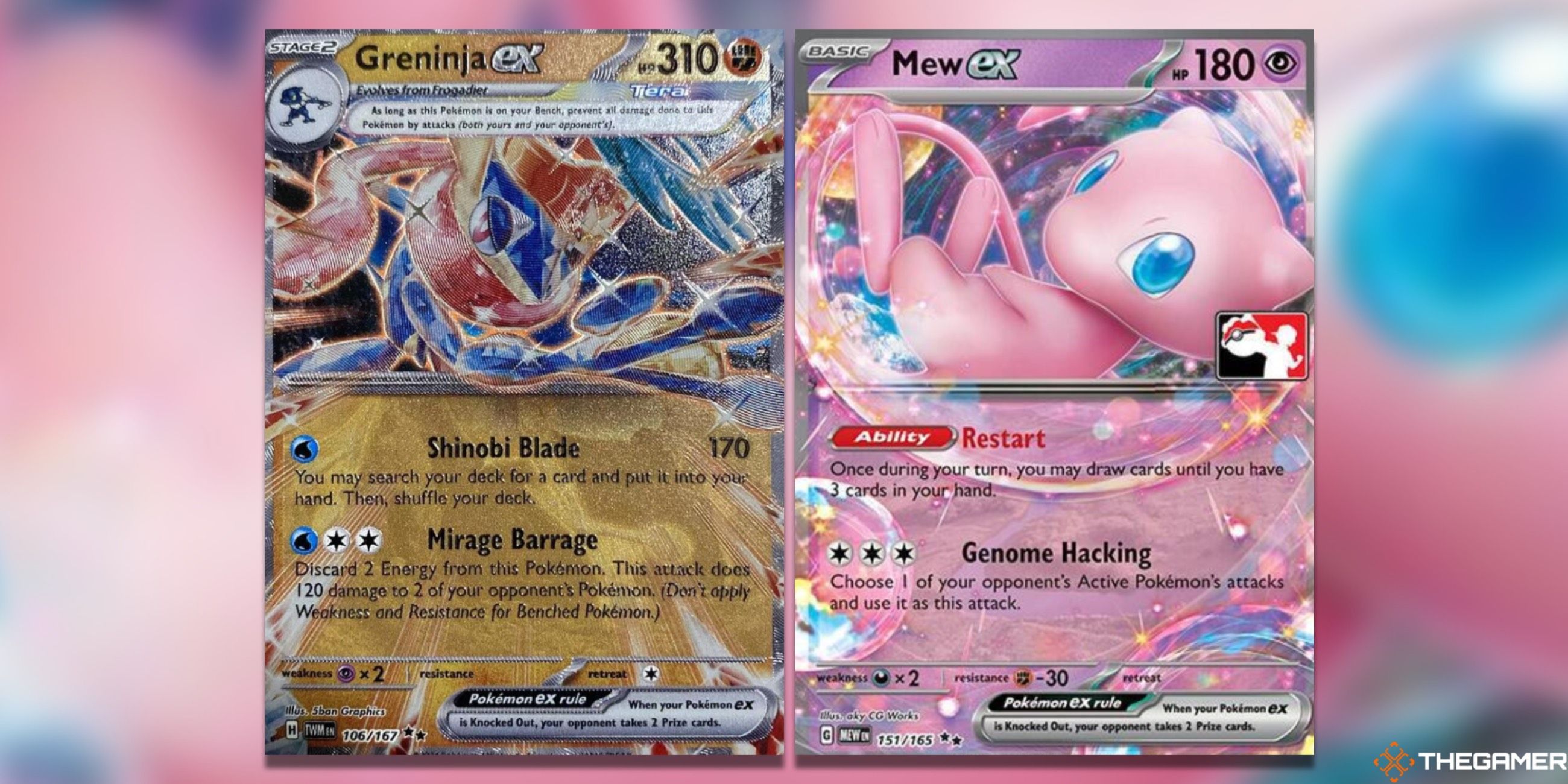 The Greninja ex GameStop Metal and Mew ex Prize Pack Double Rare Cards in the Pokemon TCG.