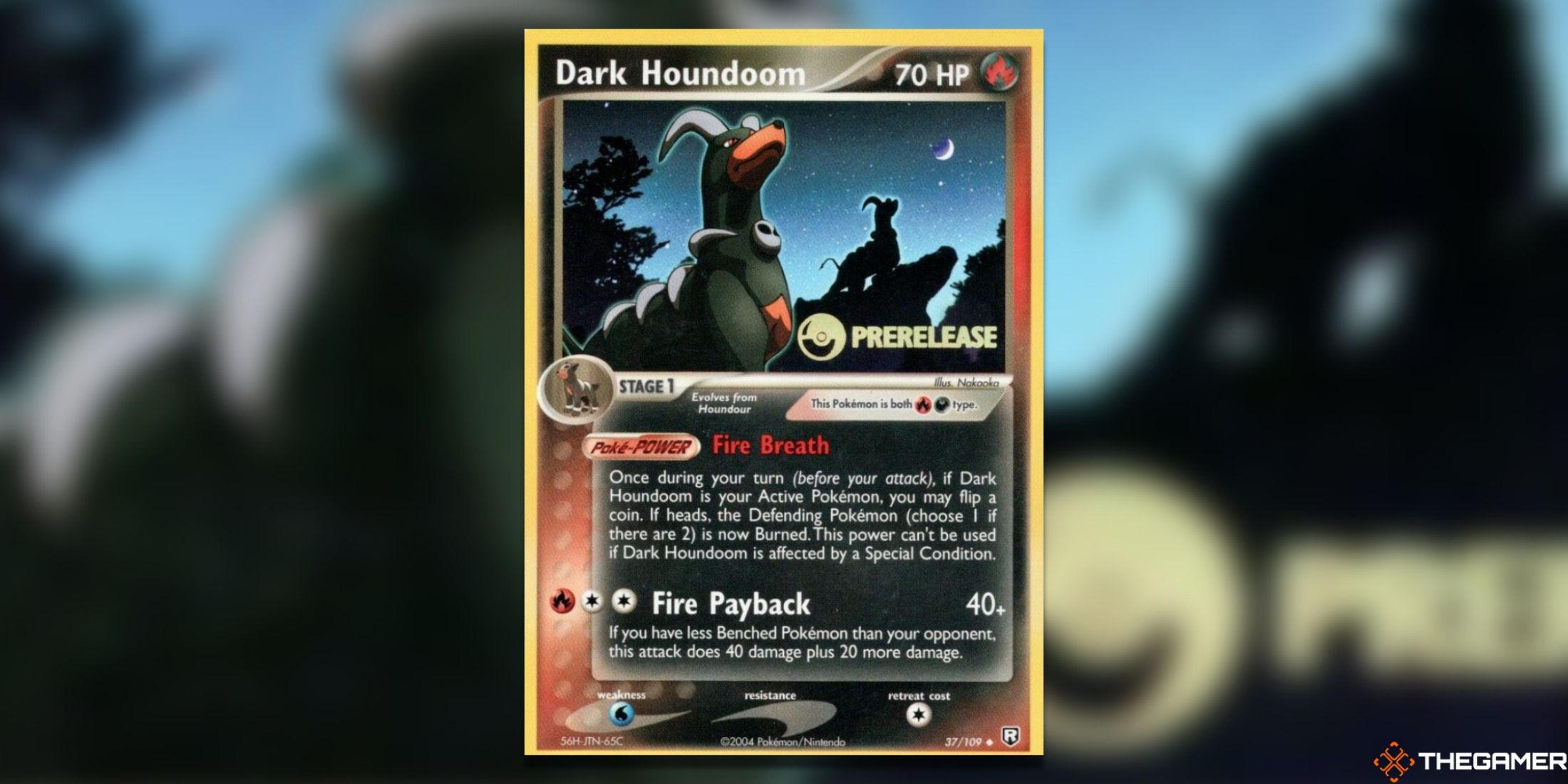 The Nintendo Prerelease Dark Houndoom prom from the Pokemon TCG.