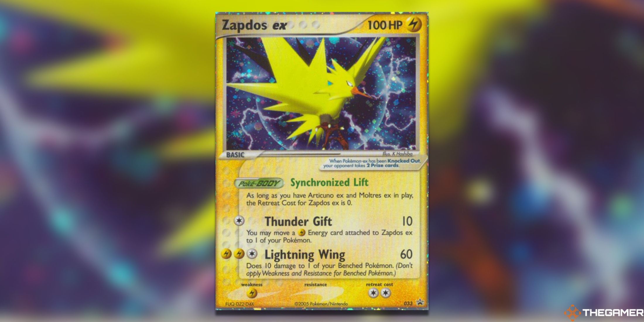 The Nintendo Promos Zapdos ex from the Pokemon TCG.