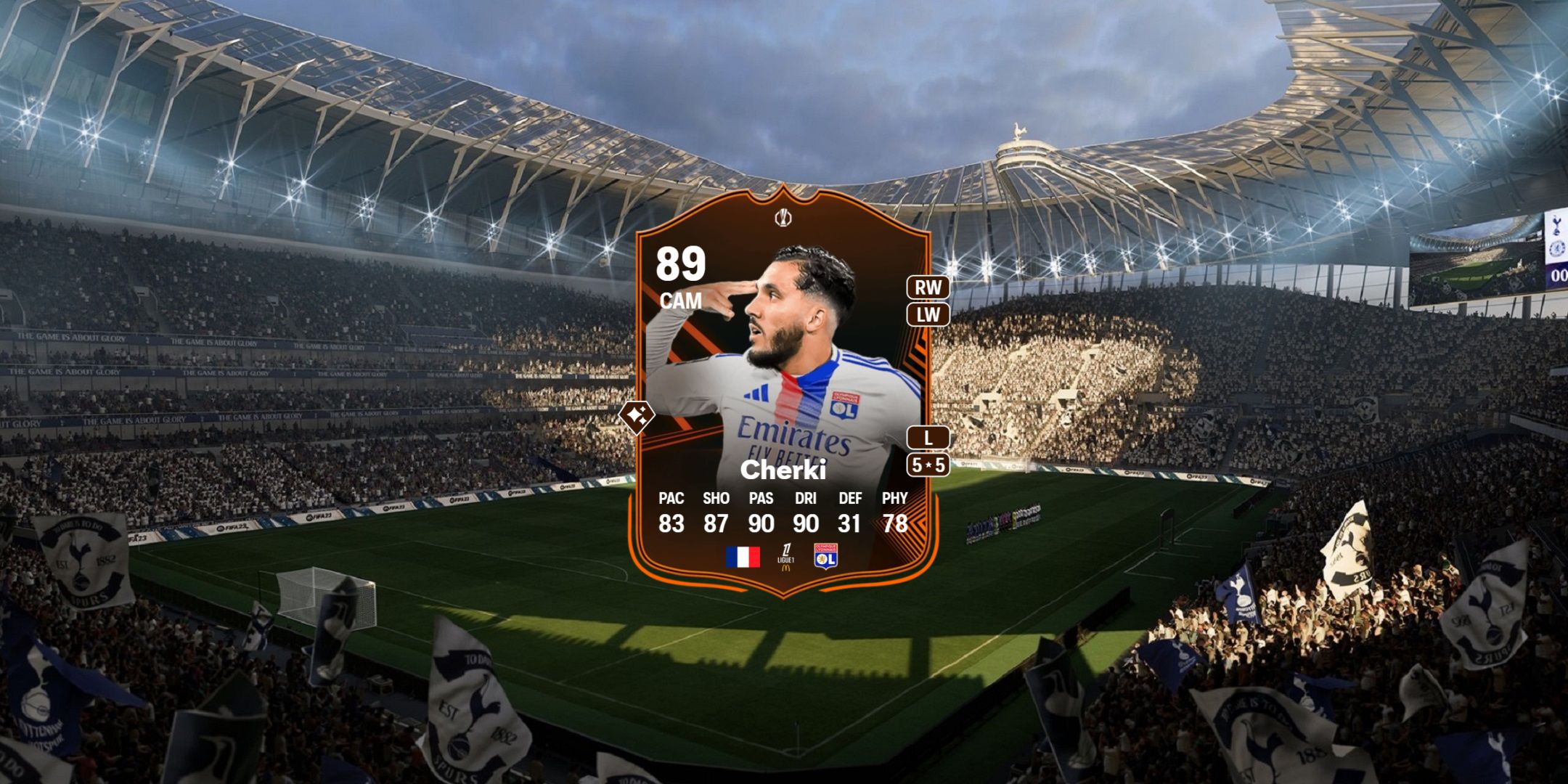 Rayan Cherki's card in EA Sports FC 25.