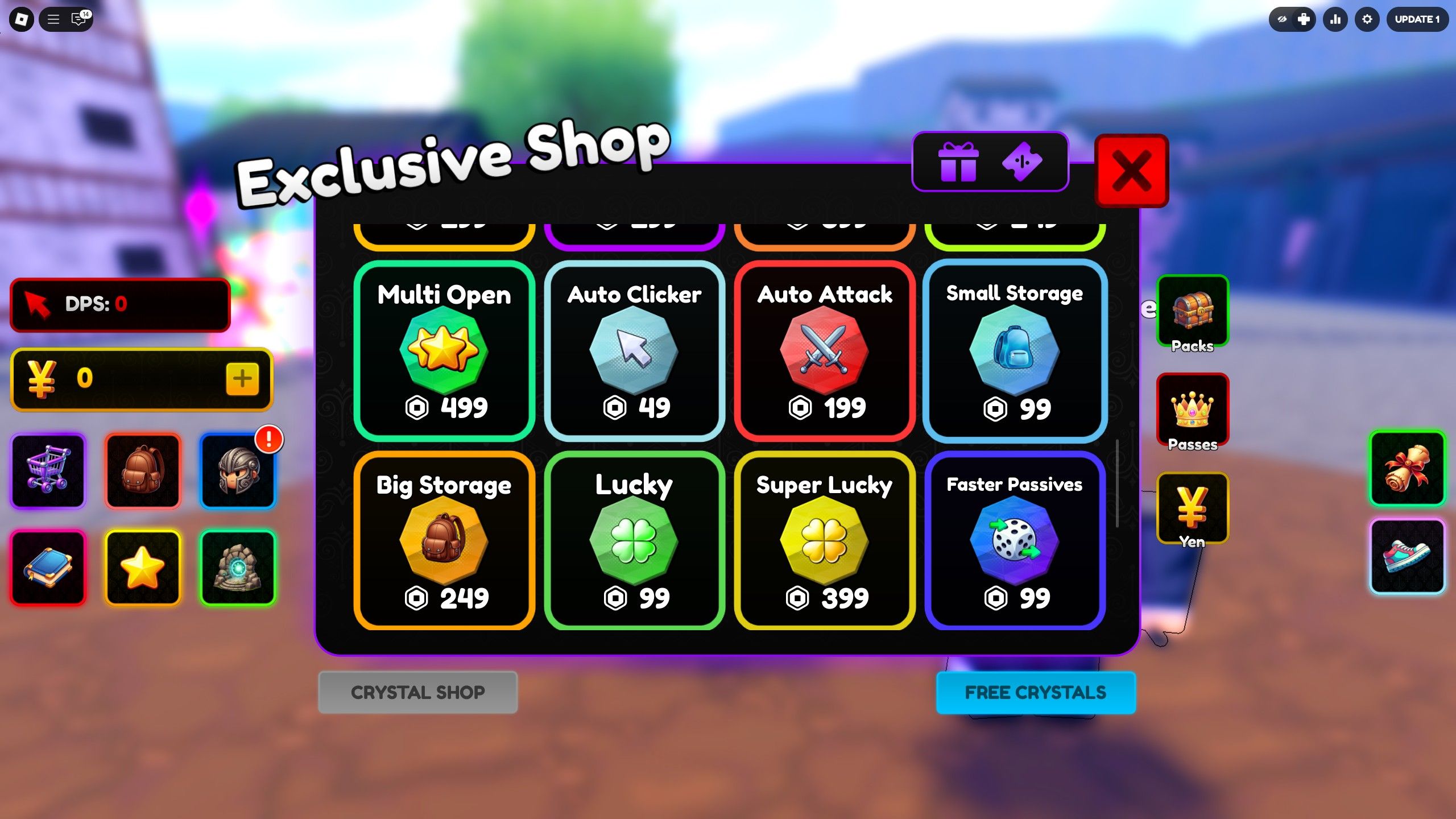 the shop in Anime Kingdom Simulator on Roblox