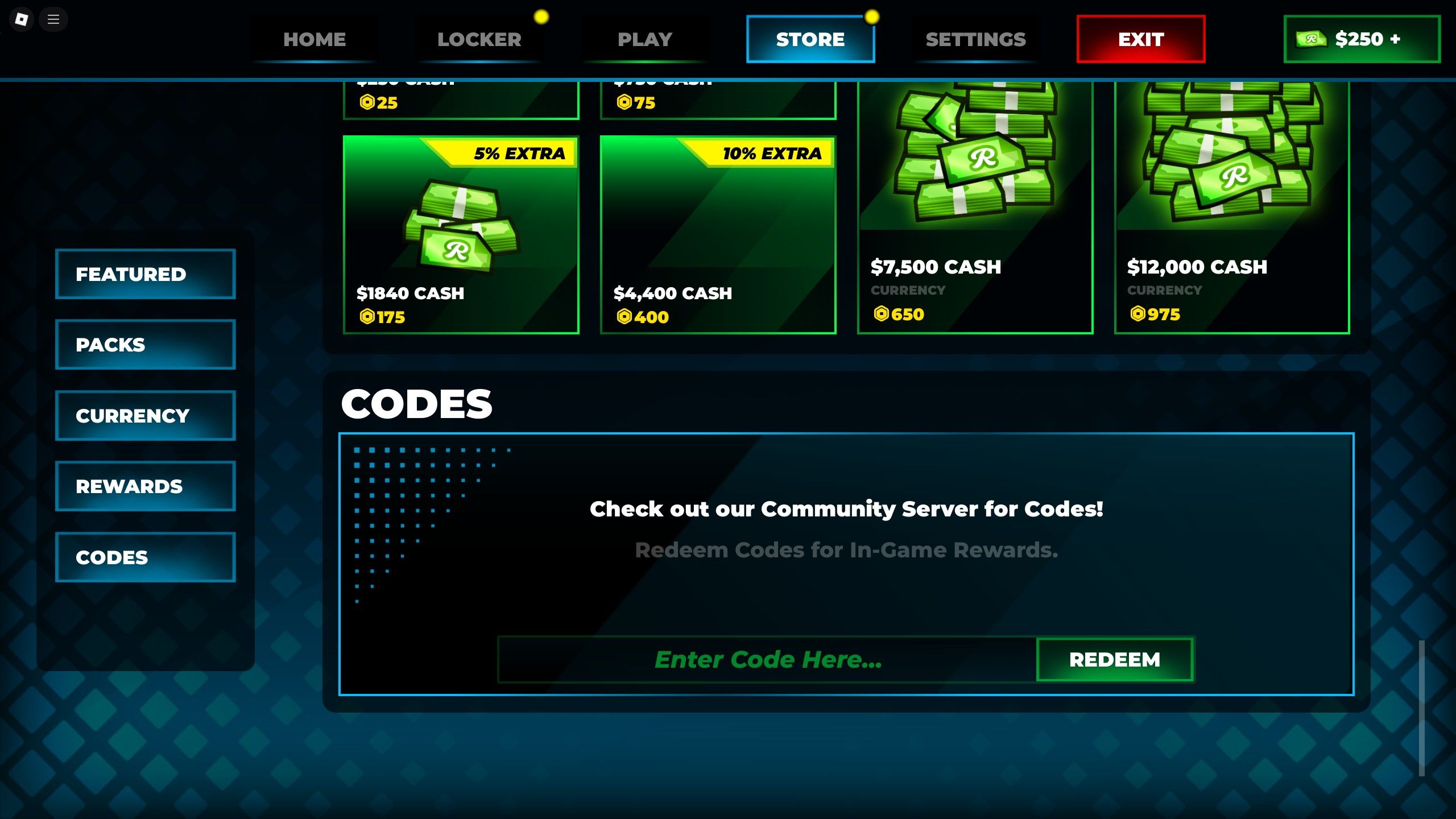 the codes box in Baseball Universe on Roblox