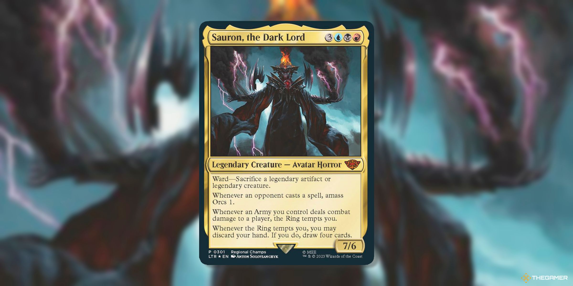 Sauron, The Dark Lord (Pro Tour Promo, 301) Legendary Creature Card By Anton Solovianchyk From Magic: The Gathering.